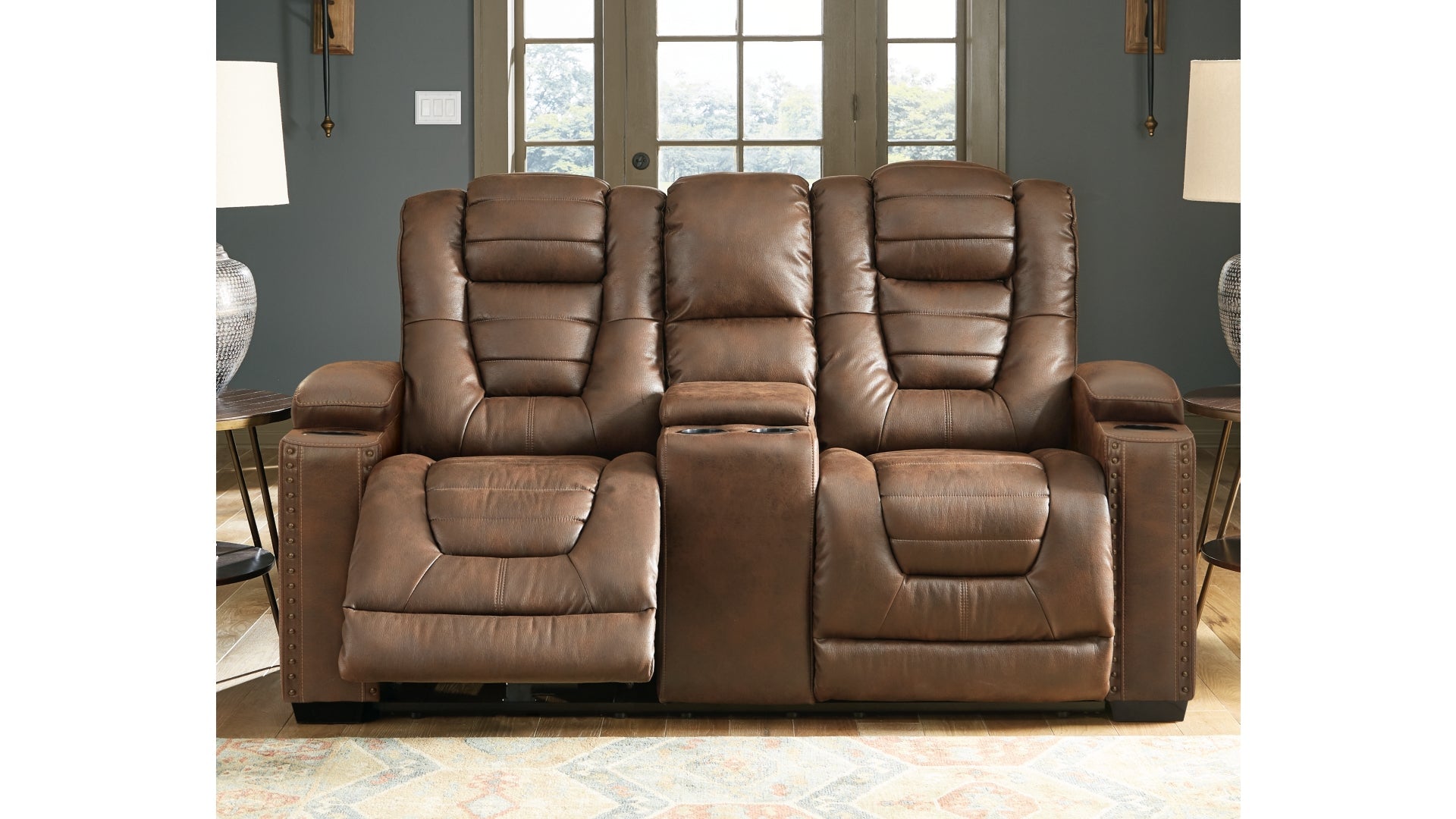 Owner's Box Power Reclining Loveseat with Console