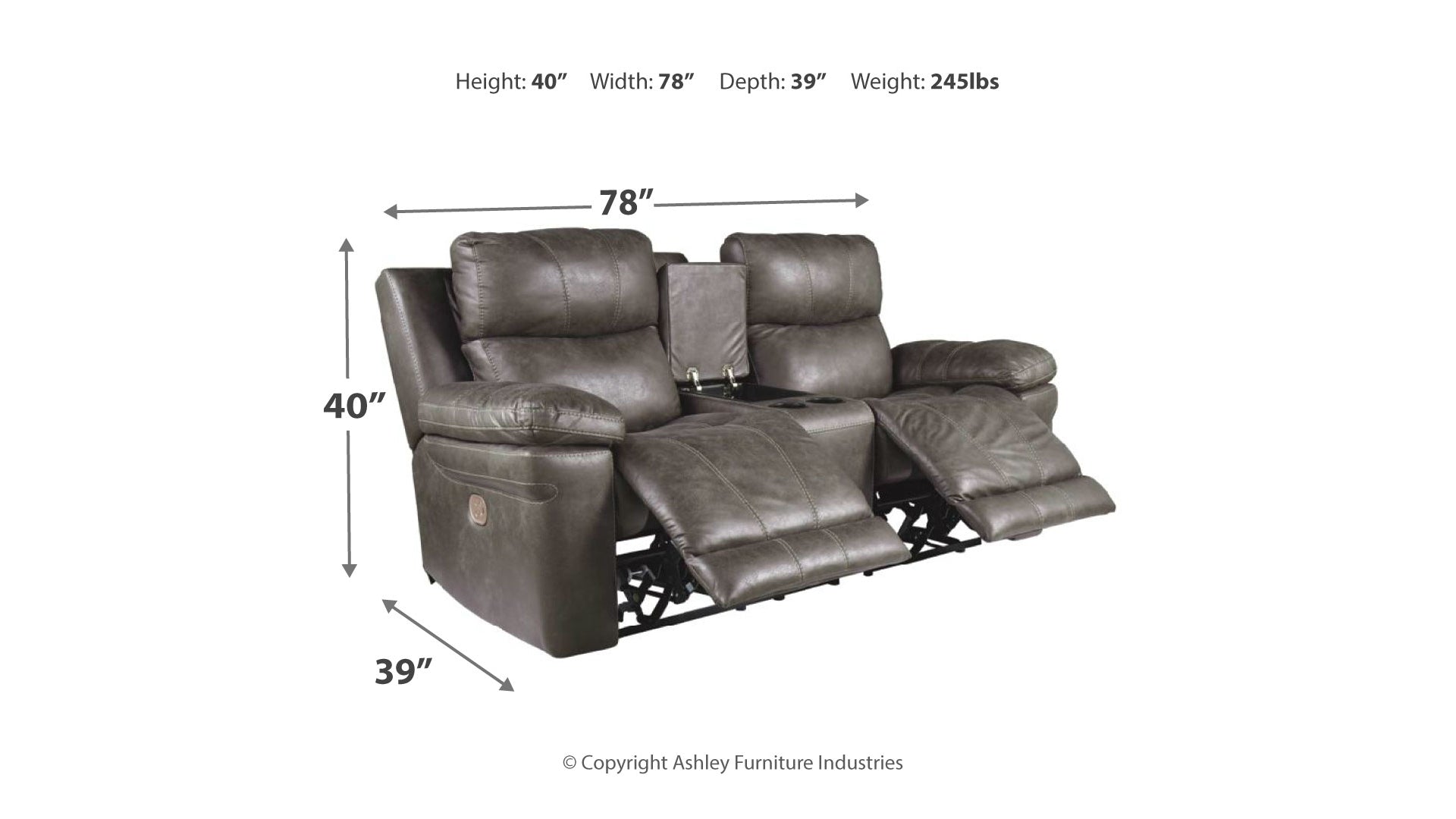 Erlangen Power Reclining Loveseat with Console