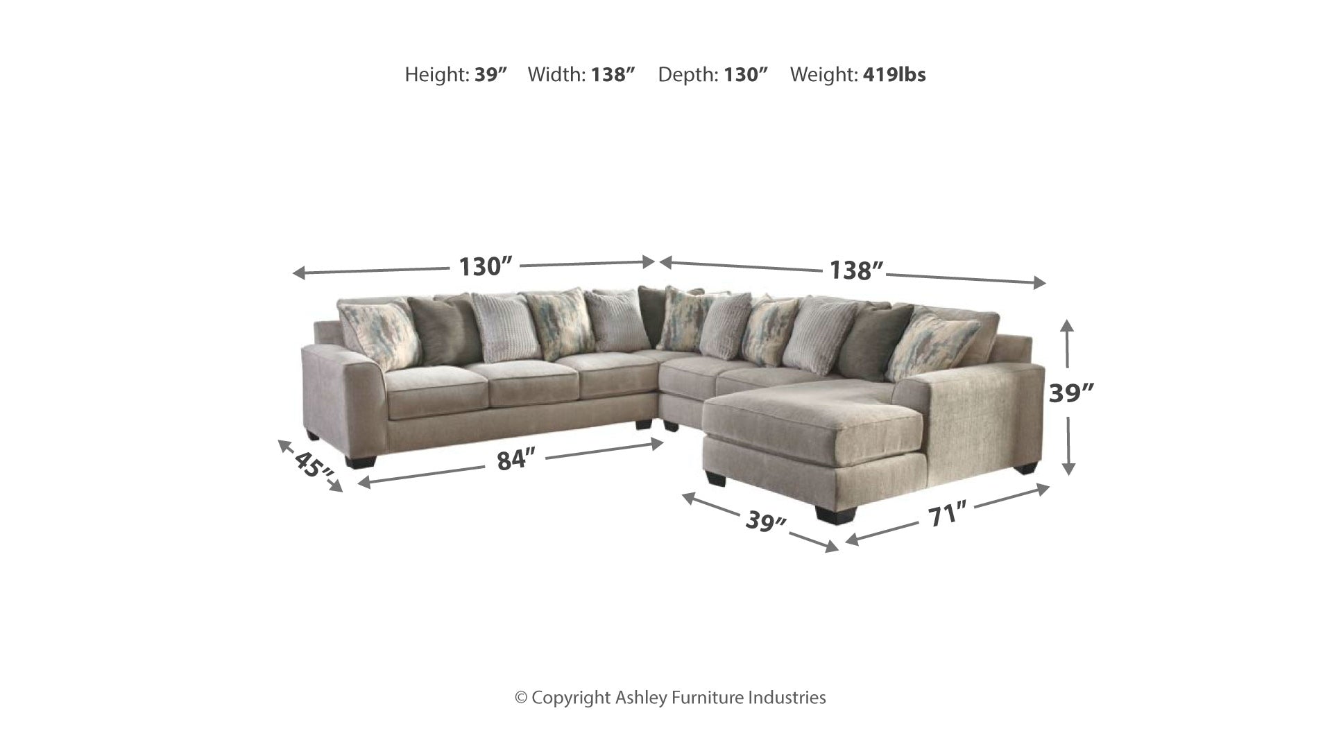 Ardsley 4-Piece Sectional with Chaise
