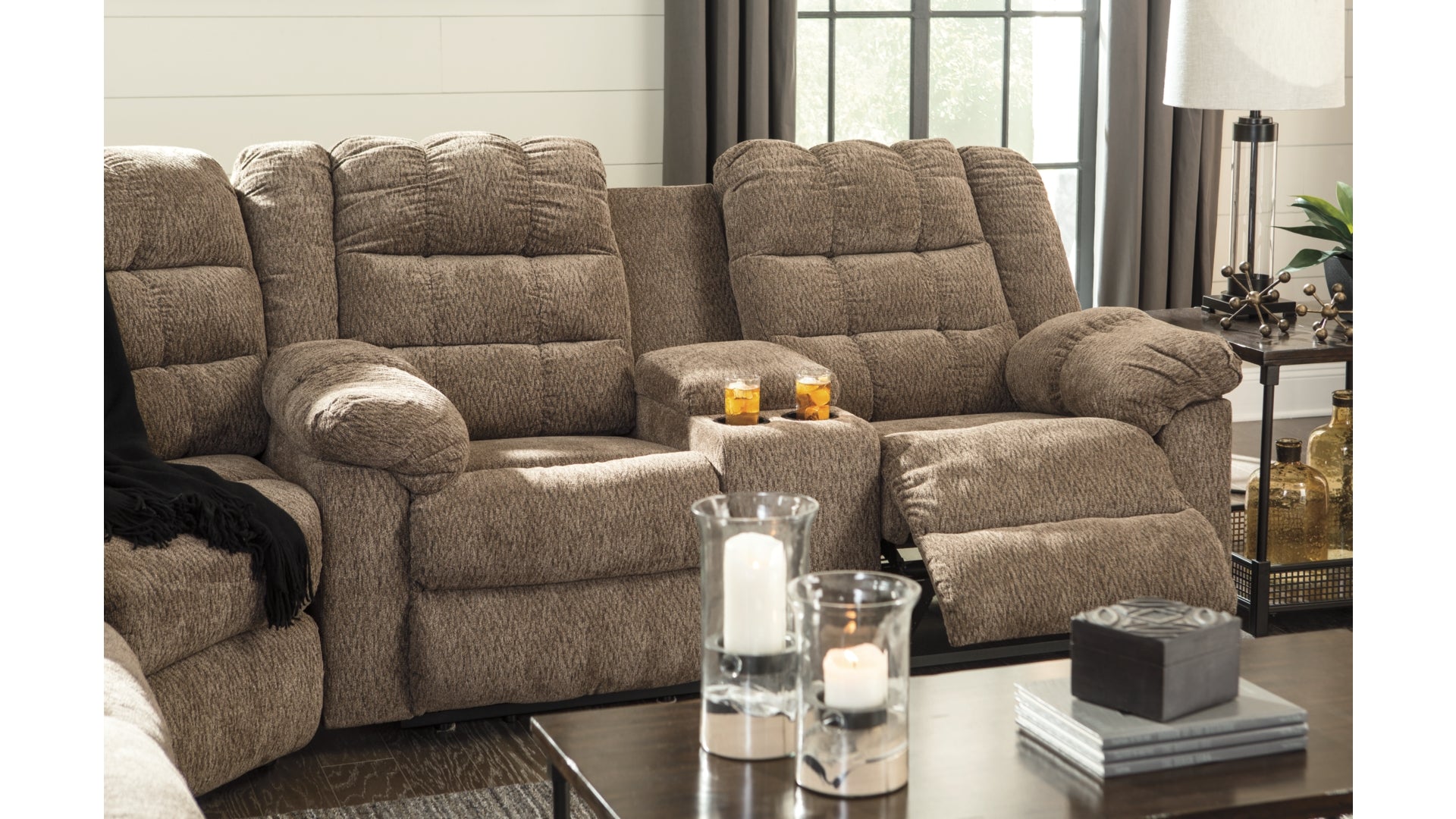 Workhorse Reclining Loveseat with Console