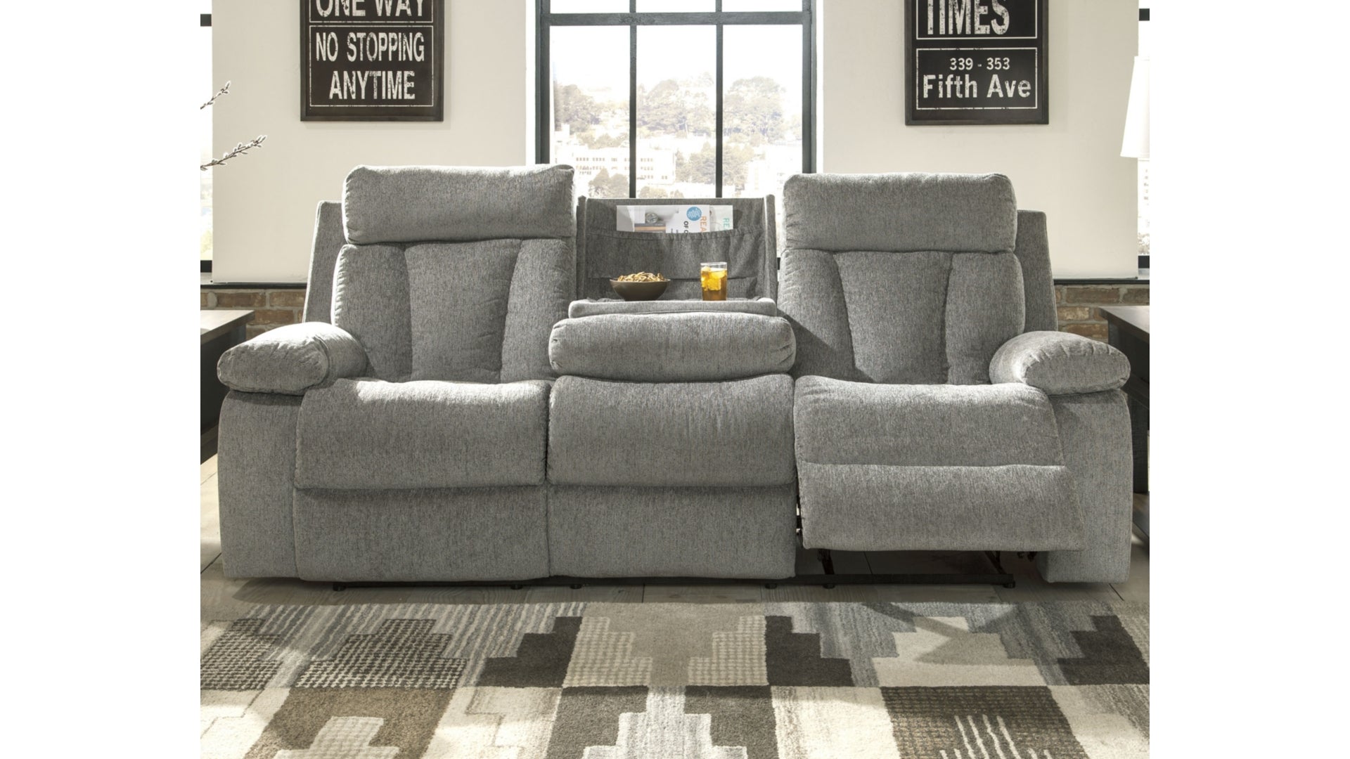 Mitchiner Reclining Sofa with Drop Down Table