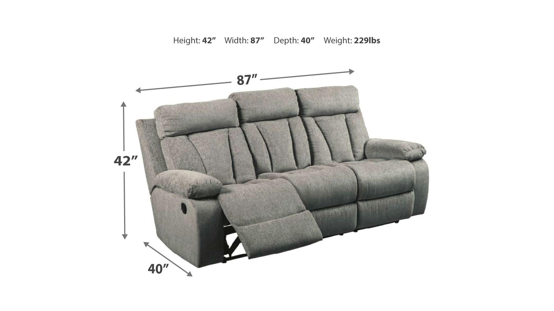 Mitchiner Reclining Sofa with Drop Down Table