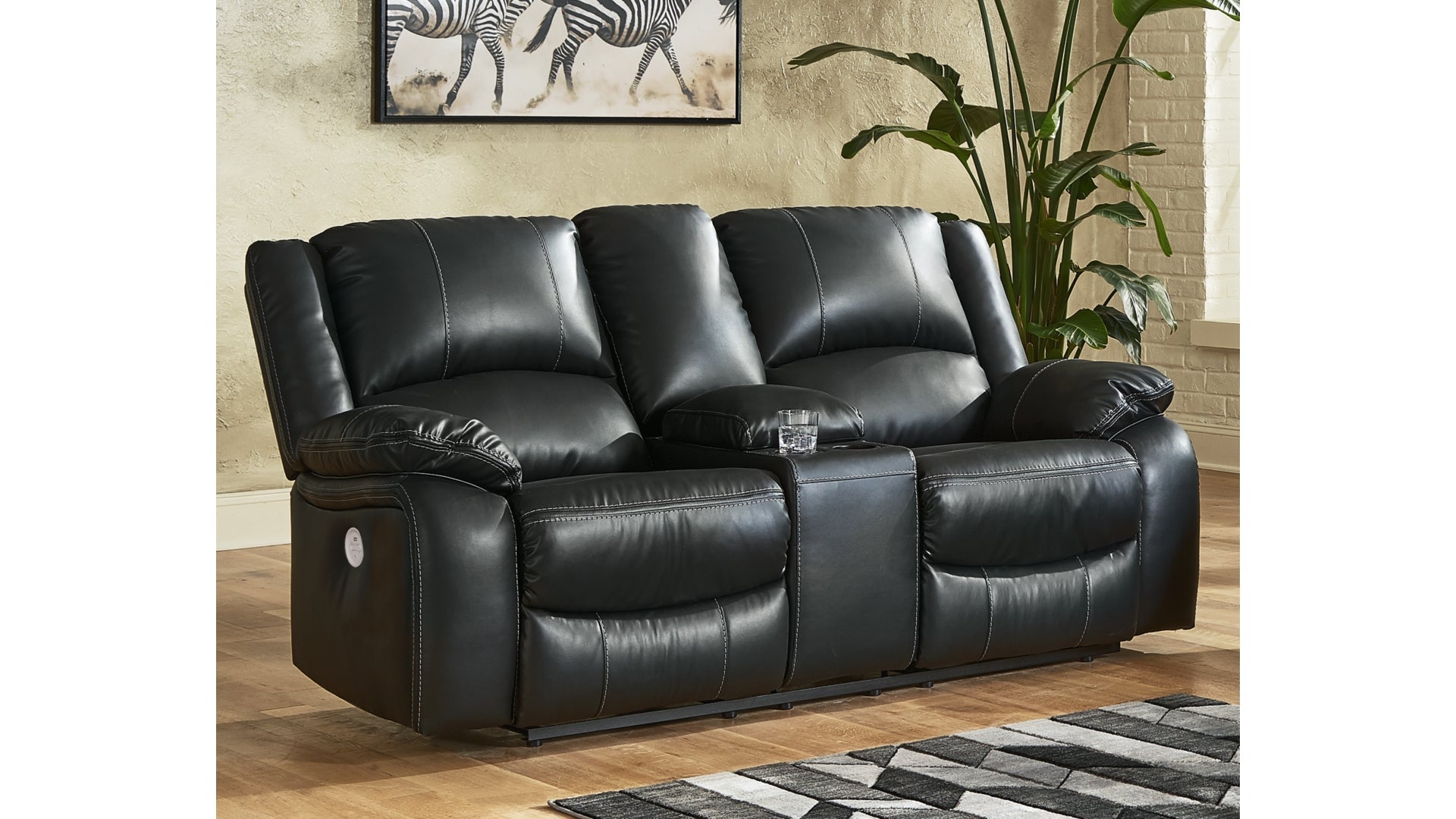 Calderwell Power Reclining Loveseat with Console