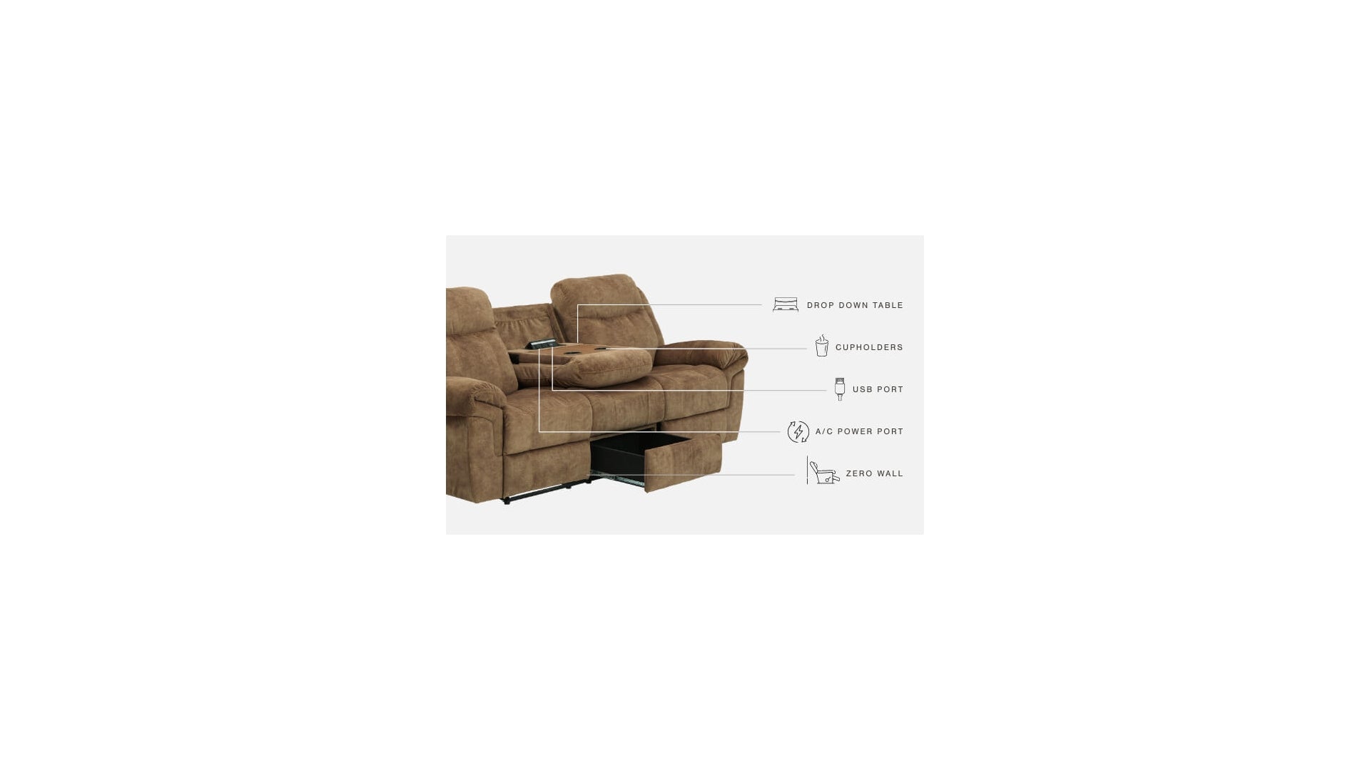 Huddle-Up Reclining Sofa with Drop Down Table