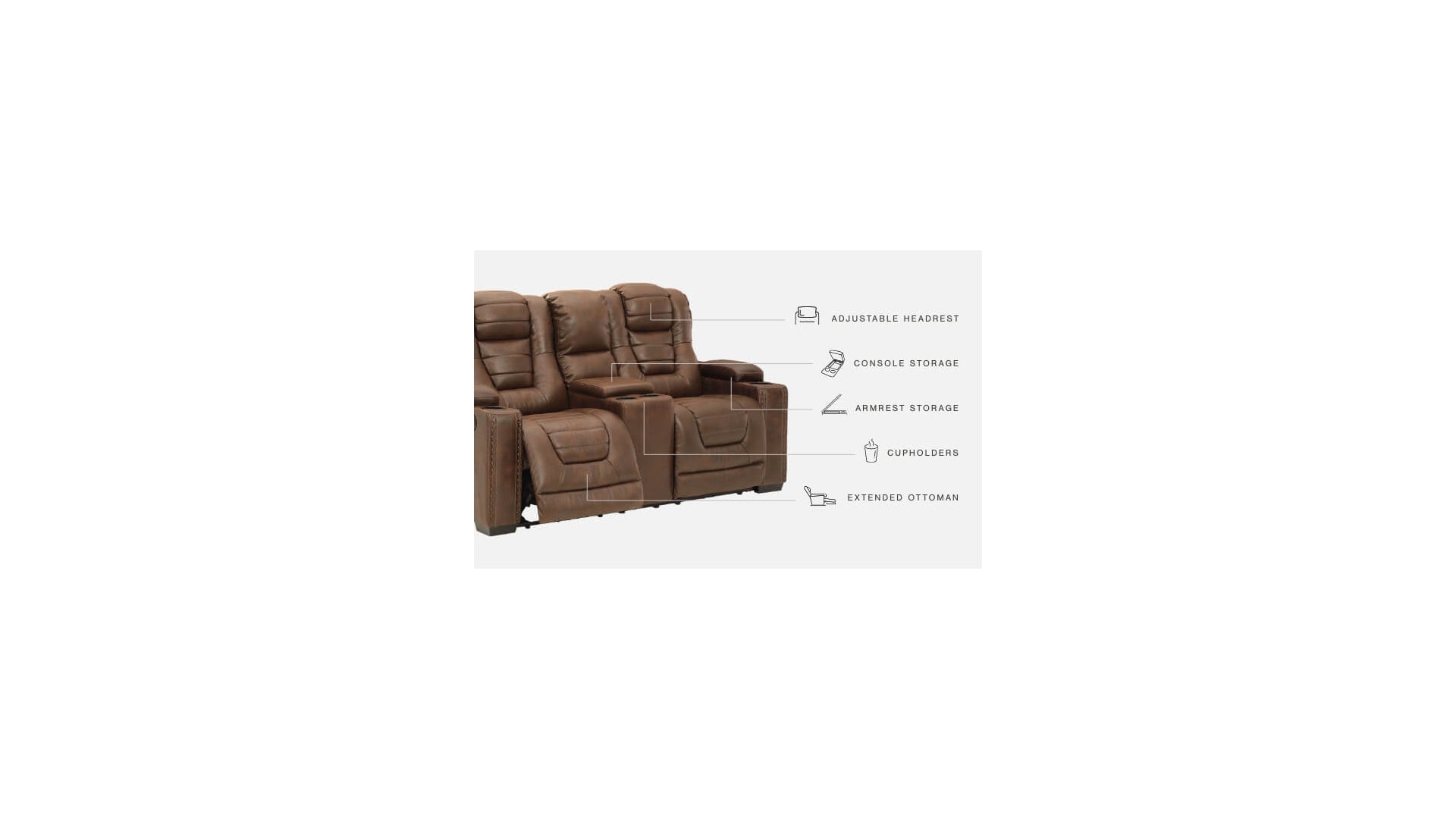 Owner's Box Power Reclining Loveseat with Console