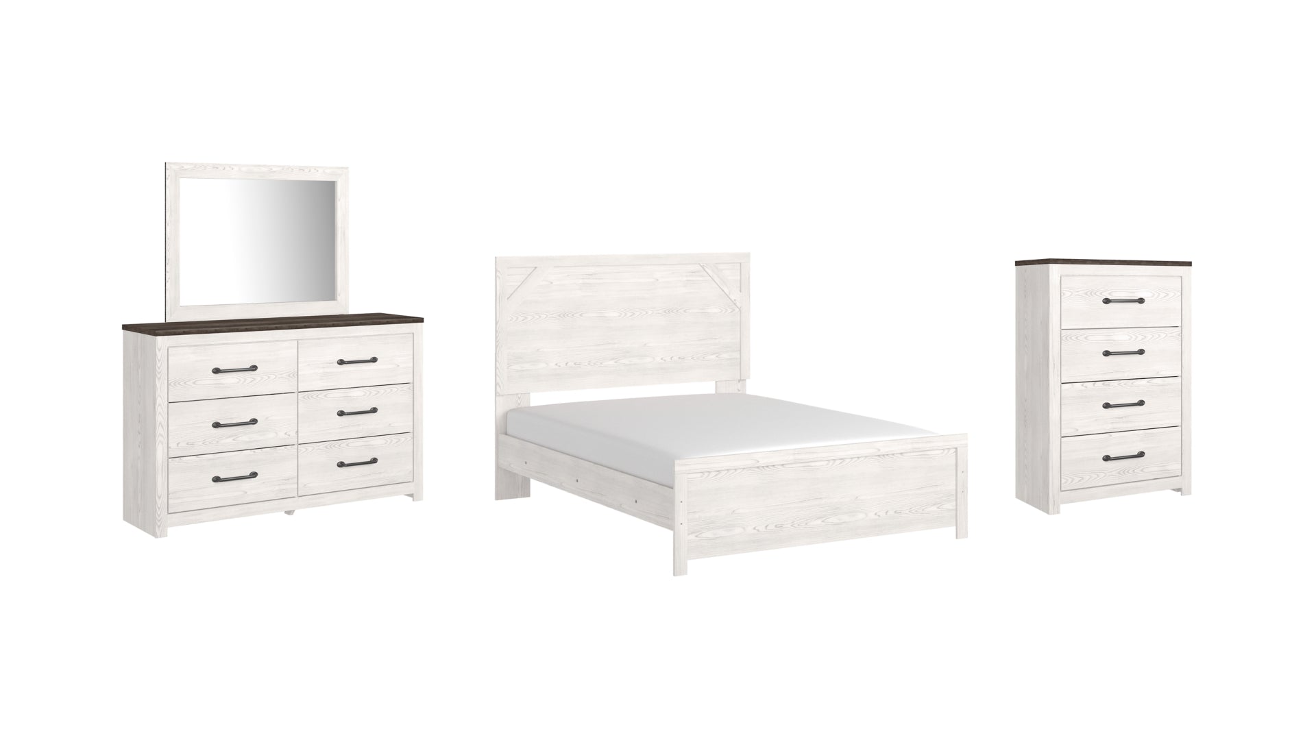 Gerridan Queen Panel Bed with Mirrored Dresser and Chest