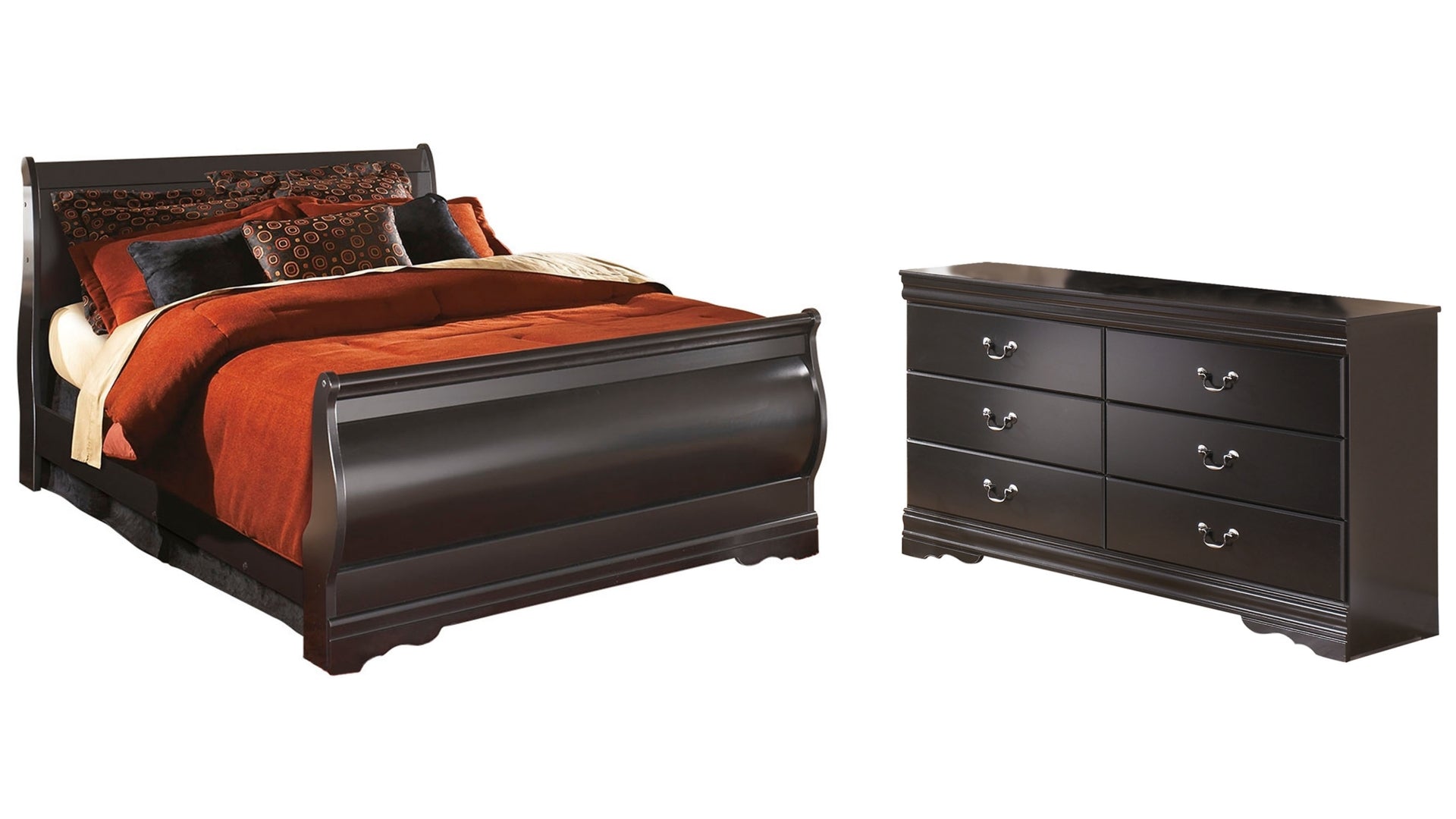 Huey Vineyard Queen Sleigh Headboard Bed with Dresser
