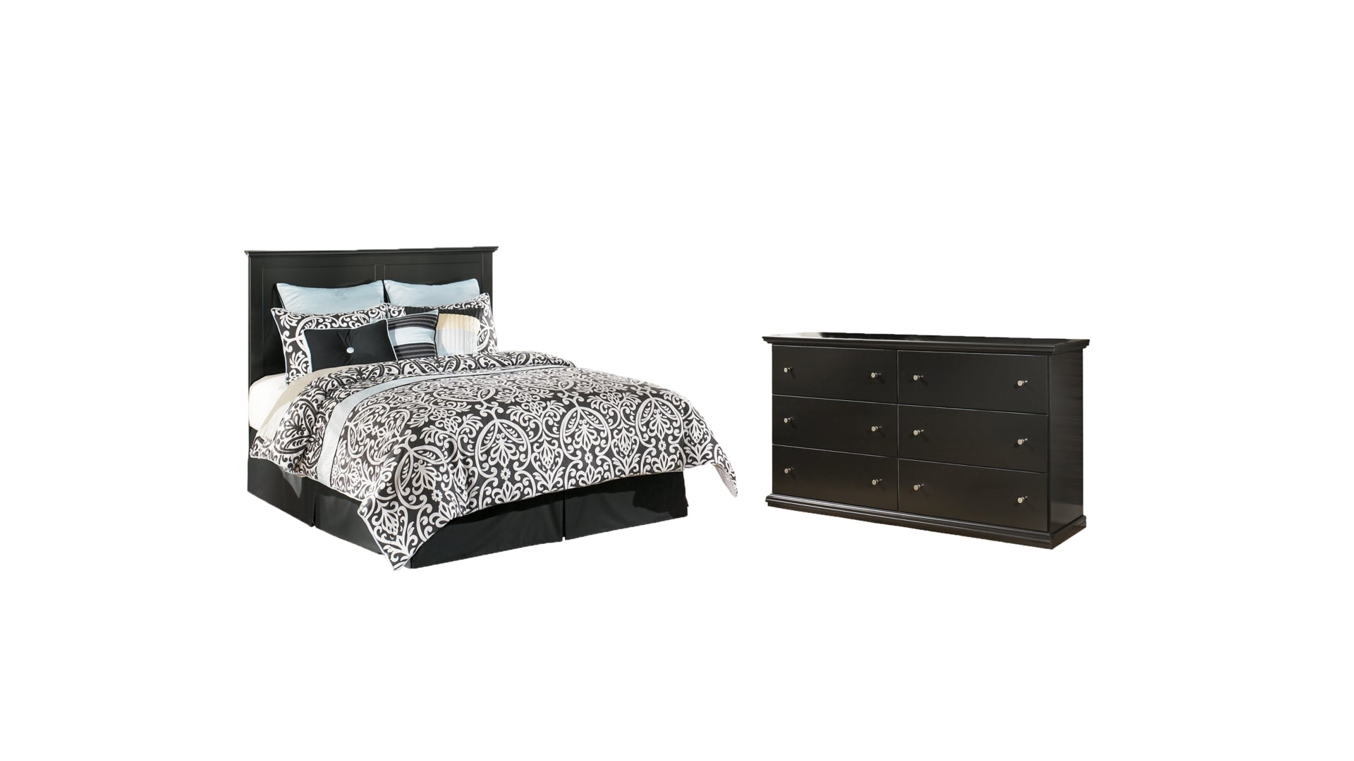 Maribel Queen/Full Panel Headboard Bed with Dresser