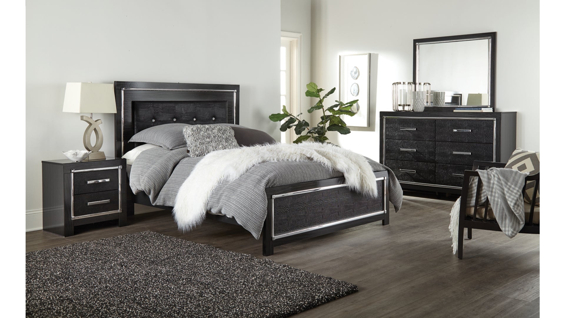 Kaydell Queen Upholstered Panel Bed with Dresser