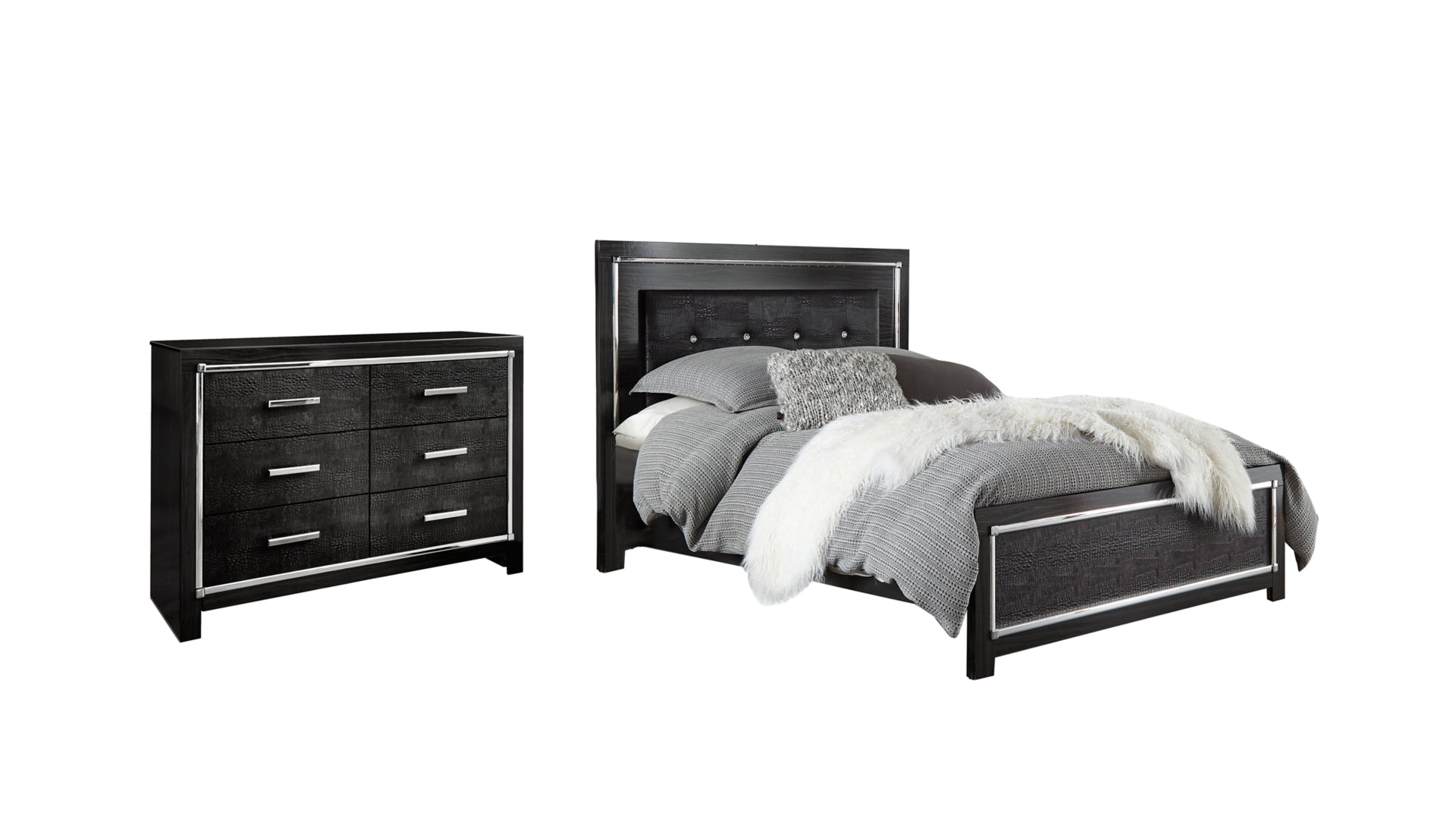 Kaydell Queen Upholstered Panel Bed with Dresser