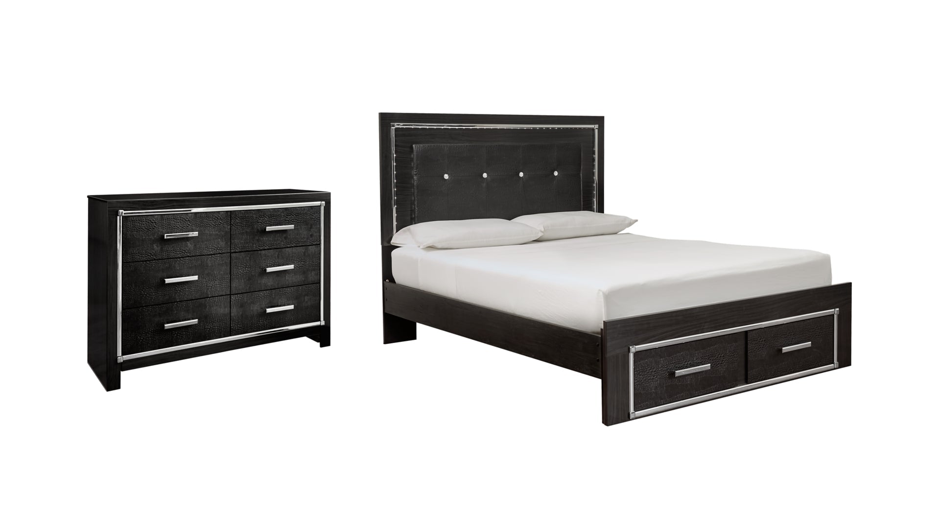 Kaydell Queen Panel Bed with Storage with Dresser