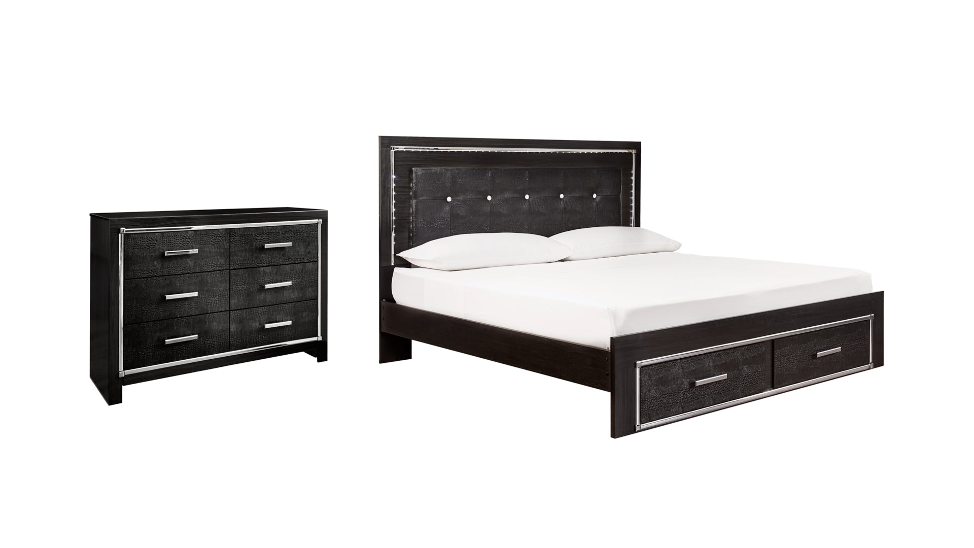 Kaydell King Panel Bed with Storage with Dresser
