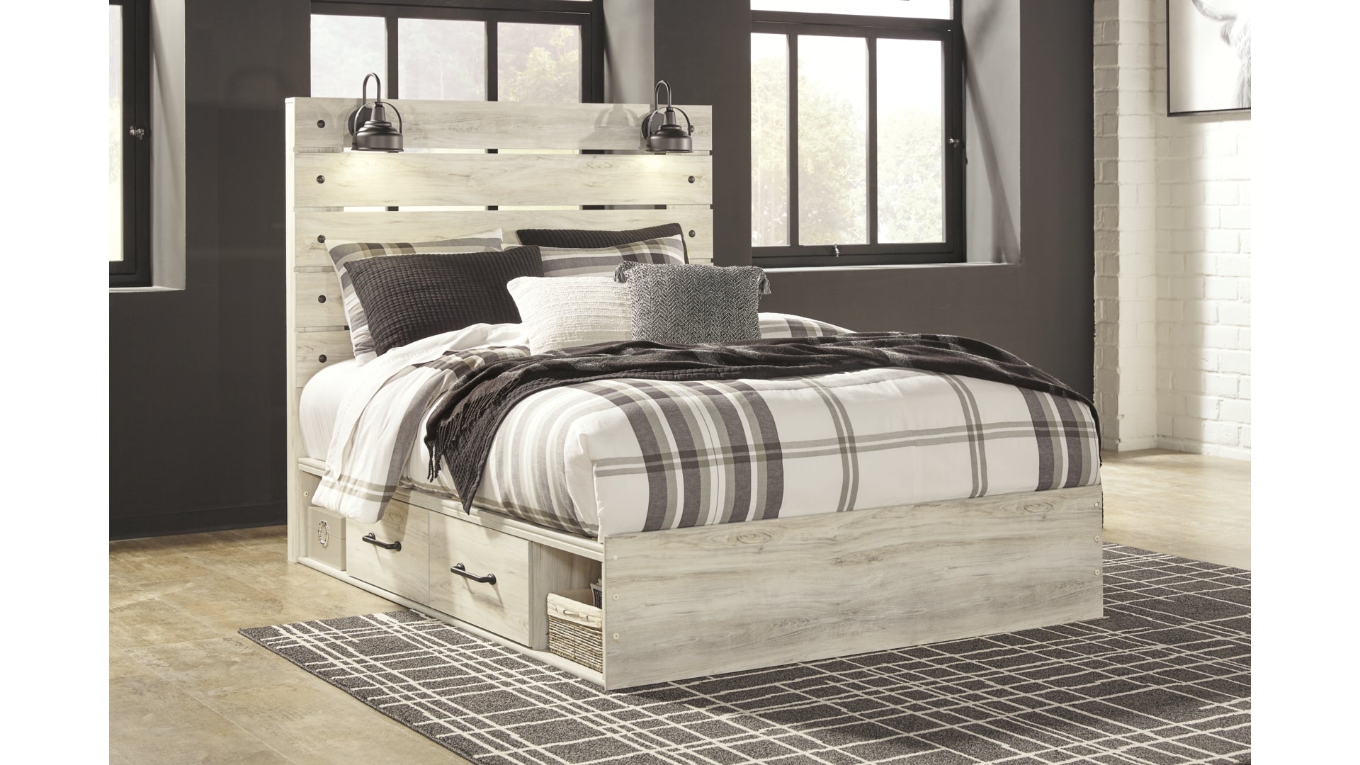 Cambeck Queen Panel Bed with 2 Storage Drawers with Dresser
