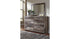 Derekson Queen Panel Bed with 6 Storage Drawers with Mirrored Dresser and Chest