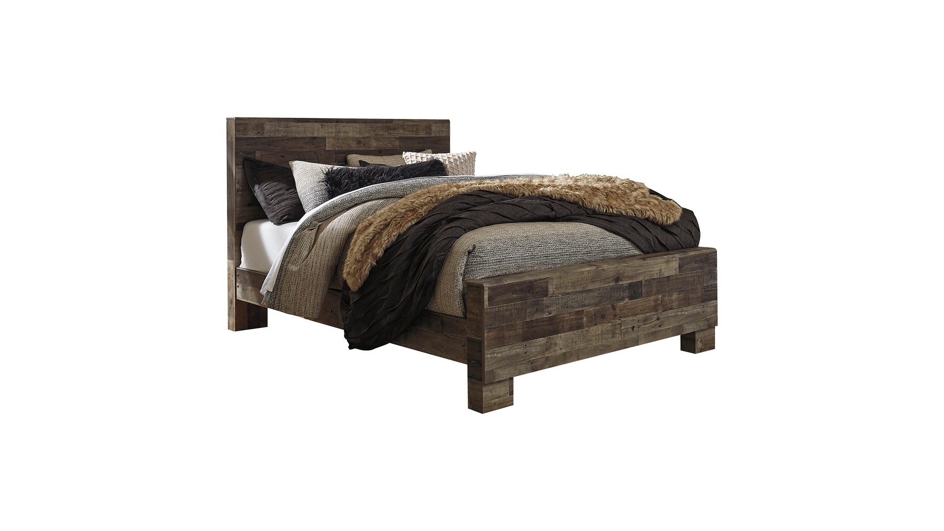 Derekson Queen Panel Bed with Mirrored Dresser and Chest