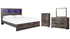 Drystan King Panel Bookcase Bed with Mirrored Dresser and Chest