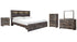 Drystan King Bookcase Bed with 2 Storage Drawers with Mirrored Dresser, Chest and Nightstand