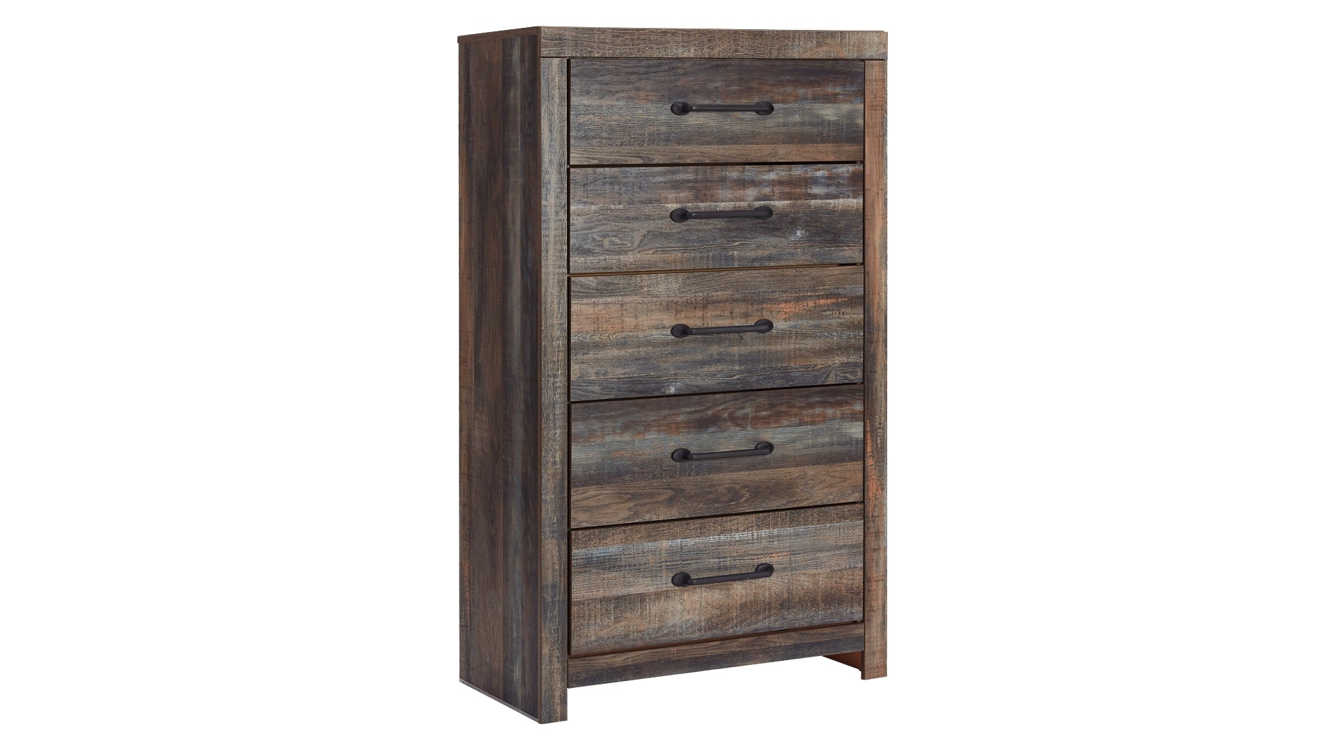 Drystan King Panel Headboard Bed with Mirrored Dresser, Chest and Nightstand