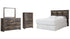 Drystan Queen/Full Bookcase Headboard Bed with Mirrored Dresser and Chest