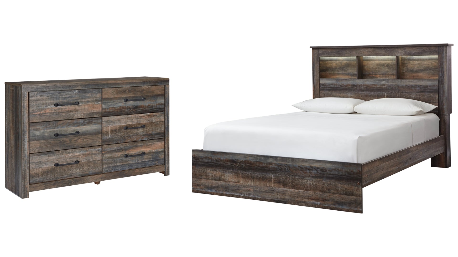 Drystan Queen Bookcase Bed with Dresser