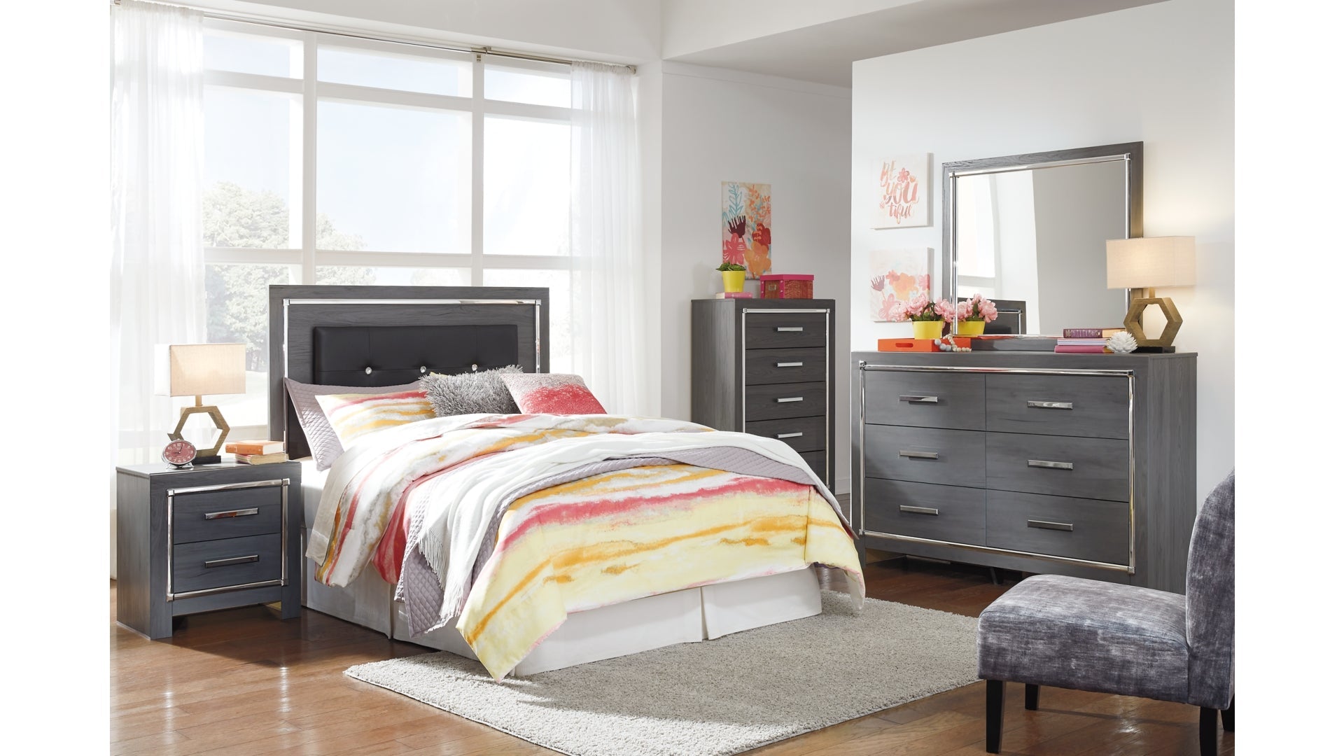 Lodanna King/California King Upholstered Panel Headboard Bed with Dresser