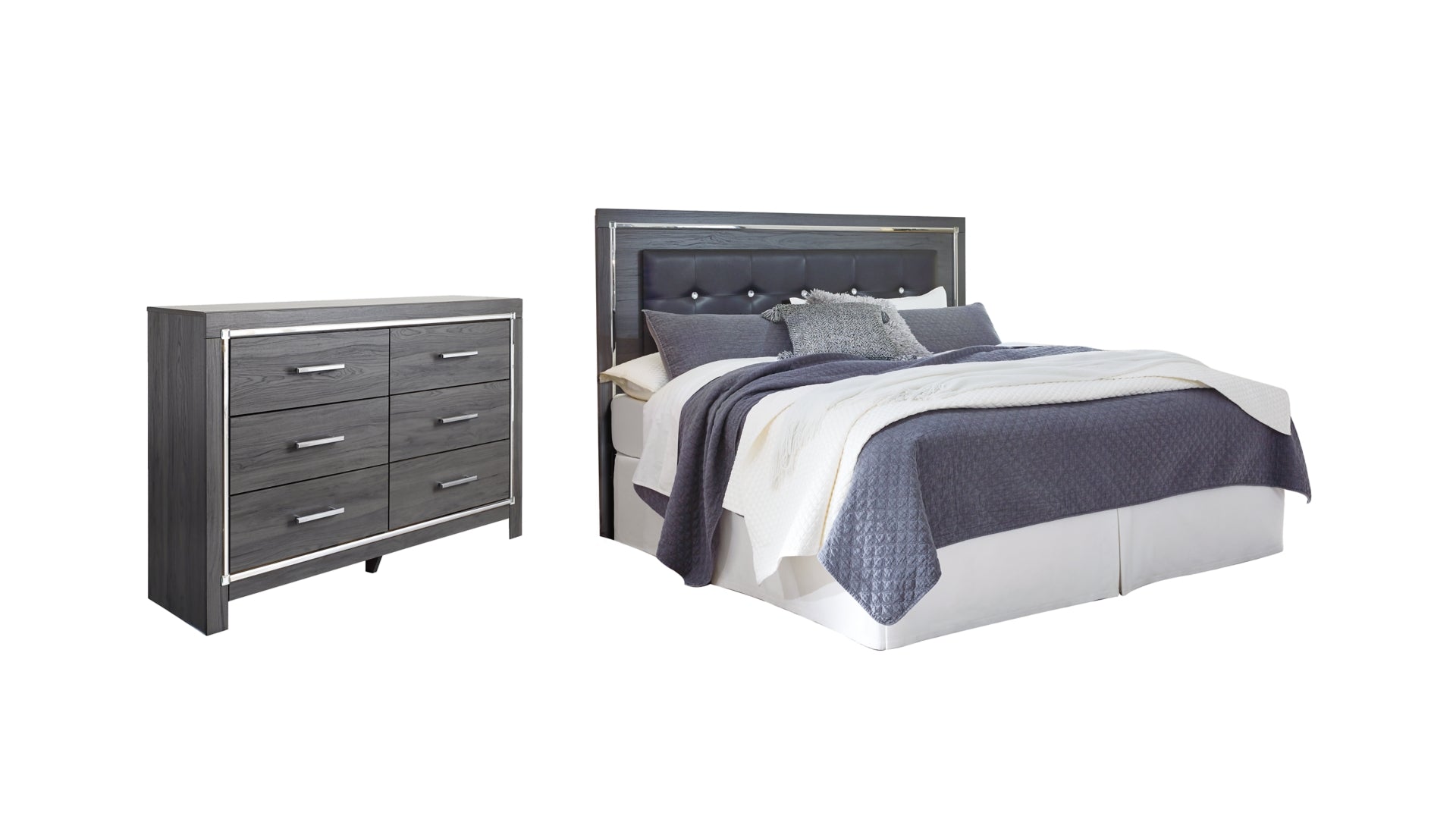 Lodanna King/California King Upholstered Panel Headboard Bed with Dresser