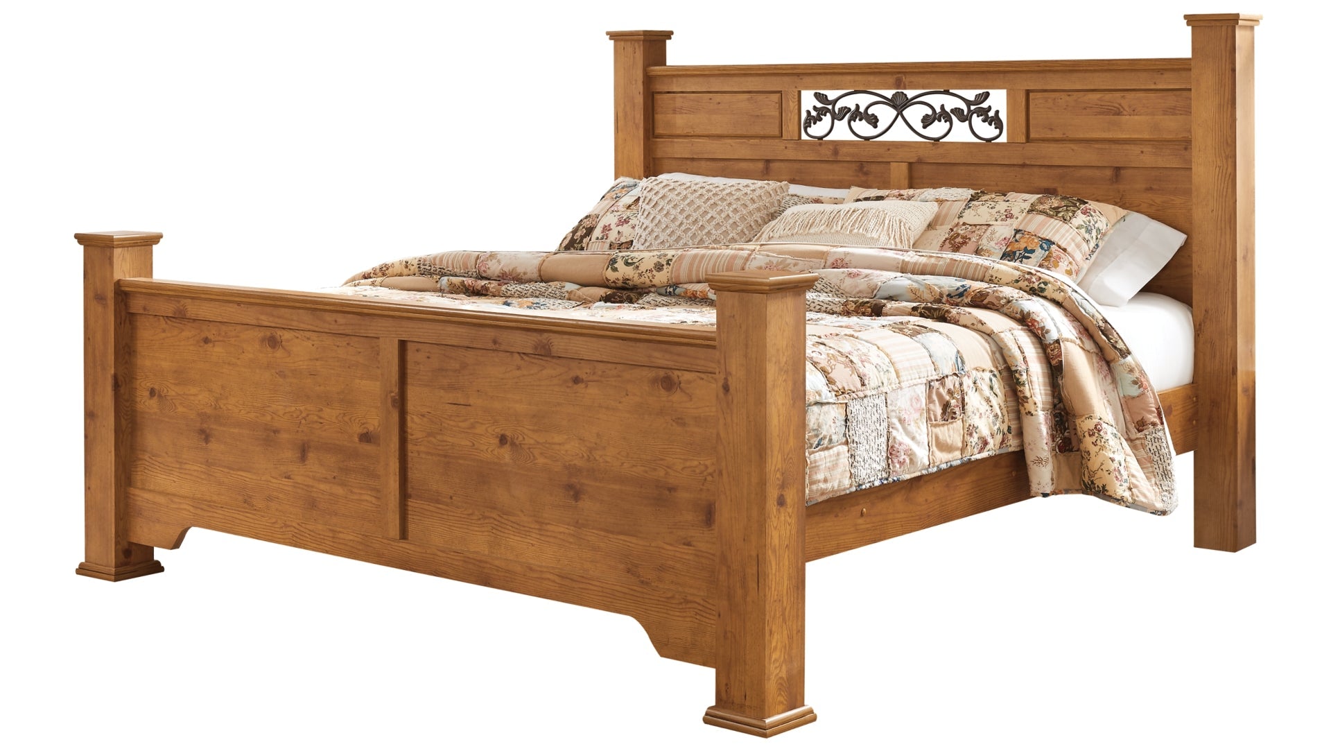 Bittersweet King Poster Bed with Mirrored Dresser and Chest
