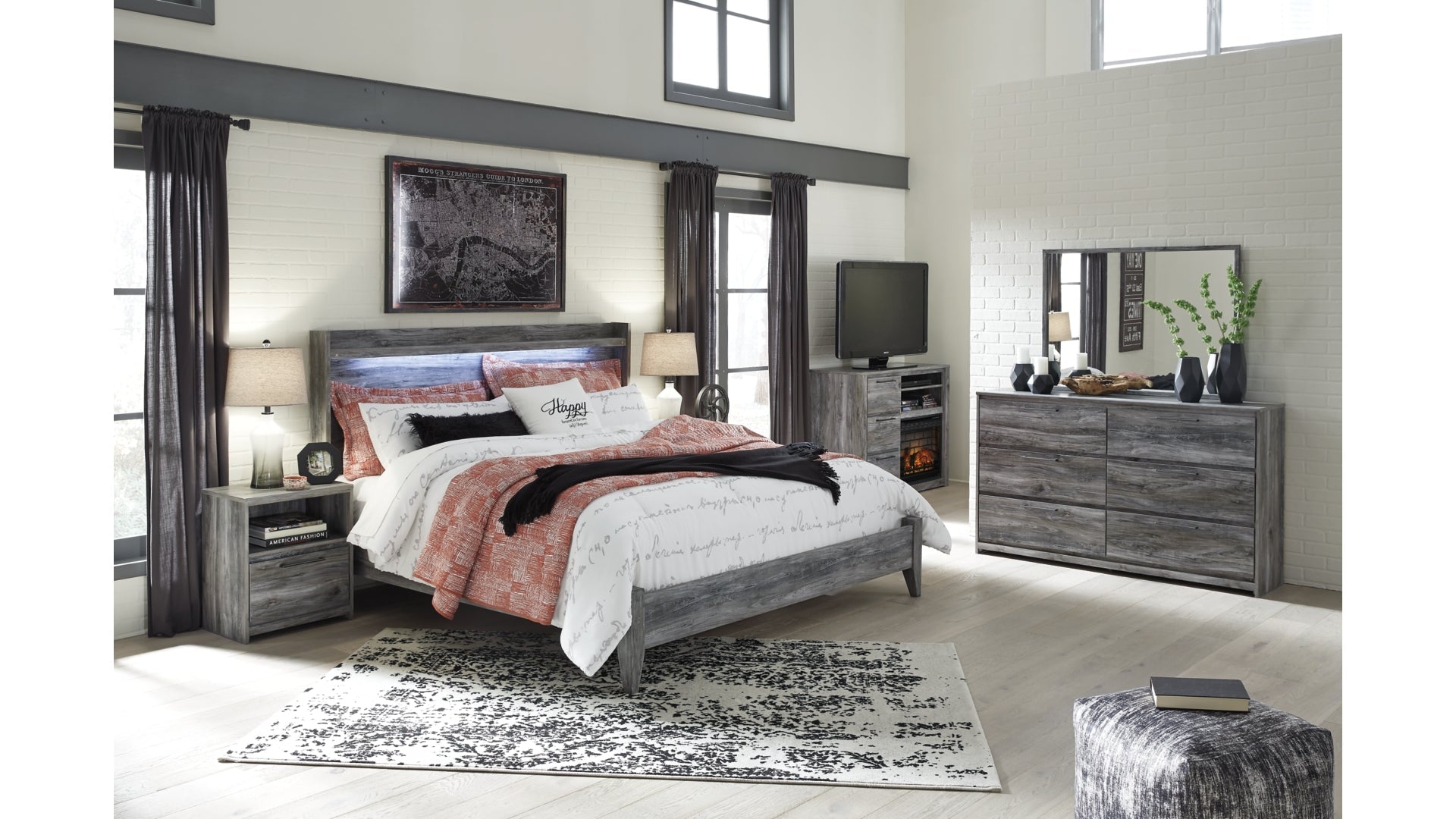 Baystorm King Panel Bed with Dresser