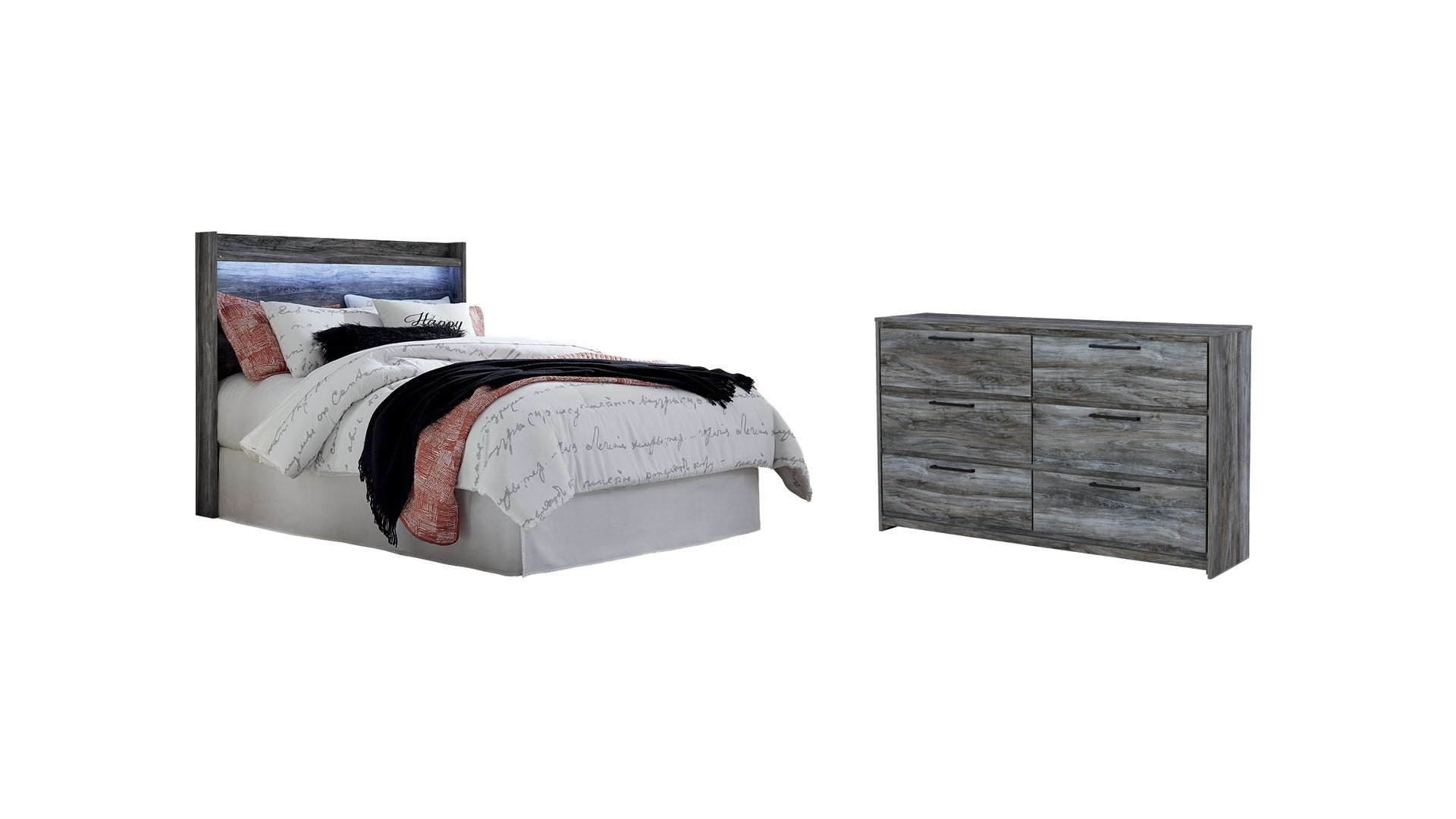 Baystorm Queen Panel Headboard Bed with Dresser