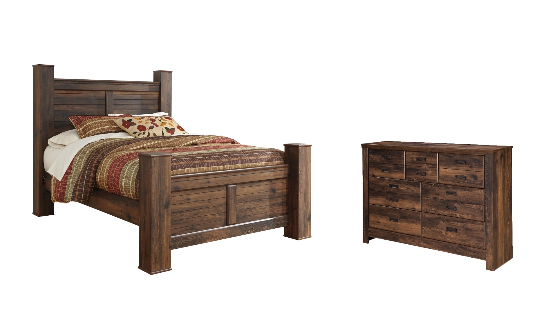 Quinden Queen Poster Bed with Dresser