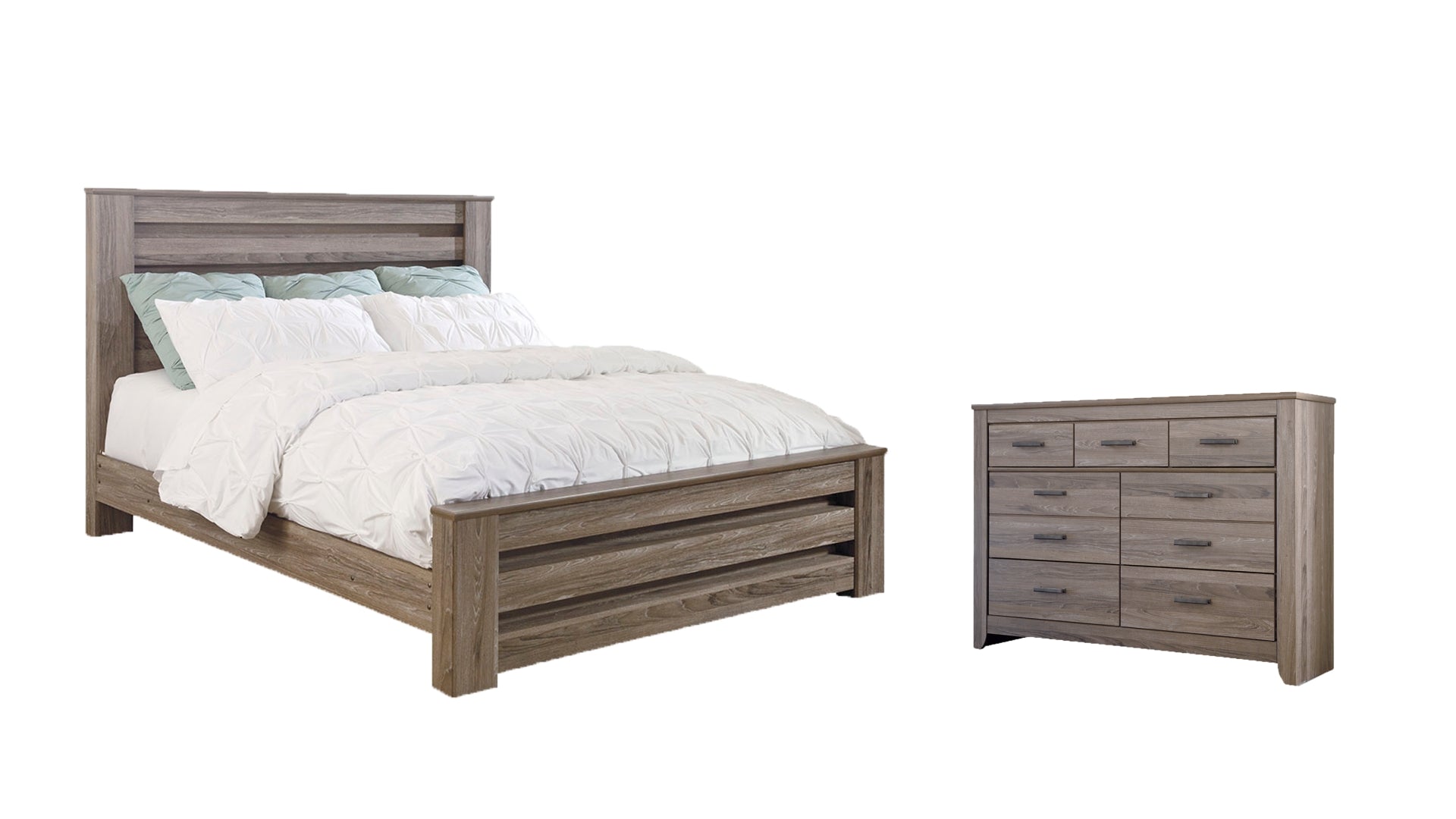 Zelen King Panel Bed with Dresser