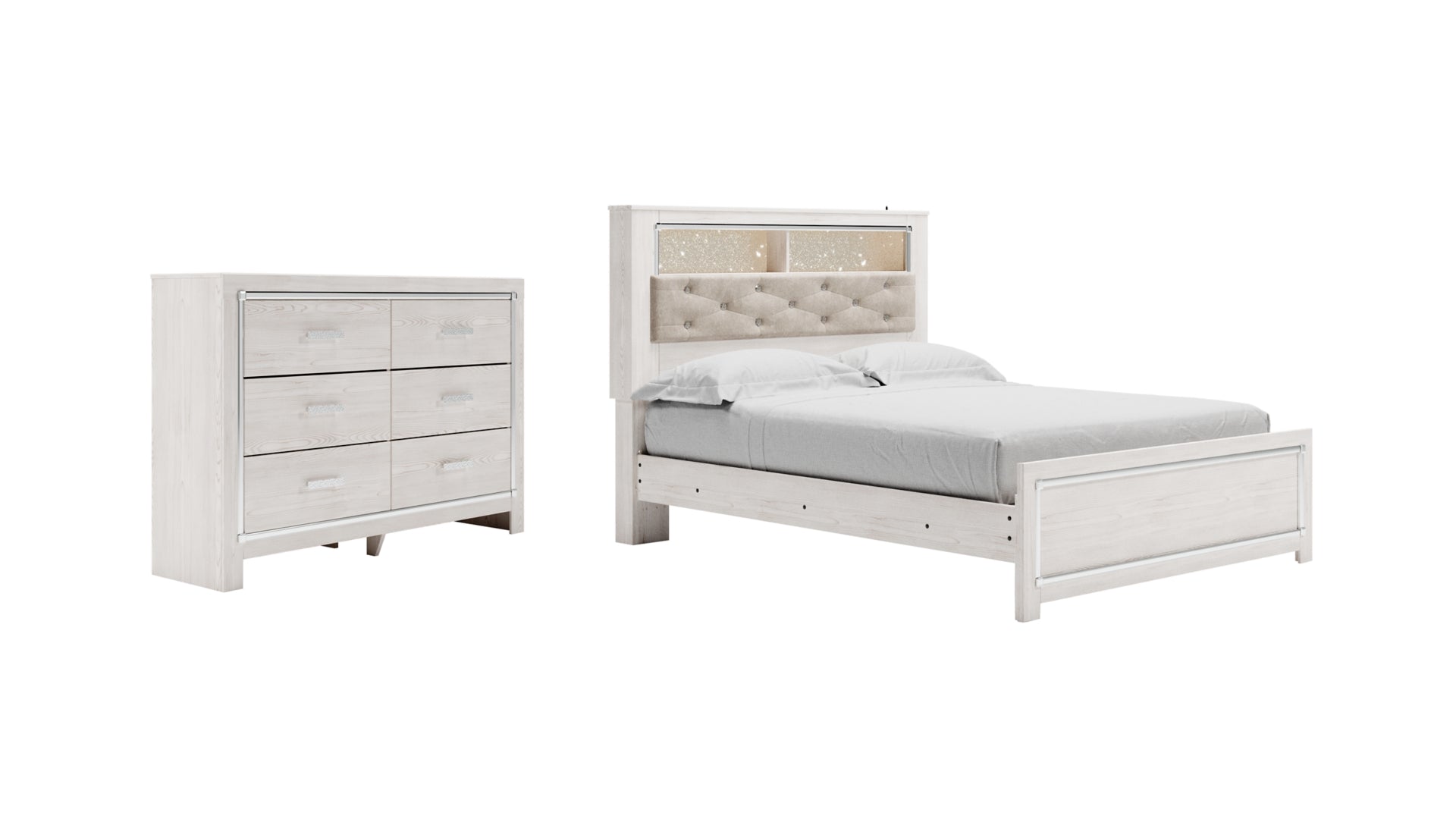 Altyra Queen Panel Bookcase Bed with Dresser