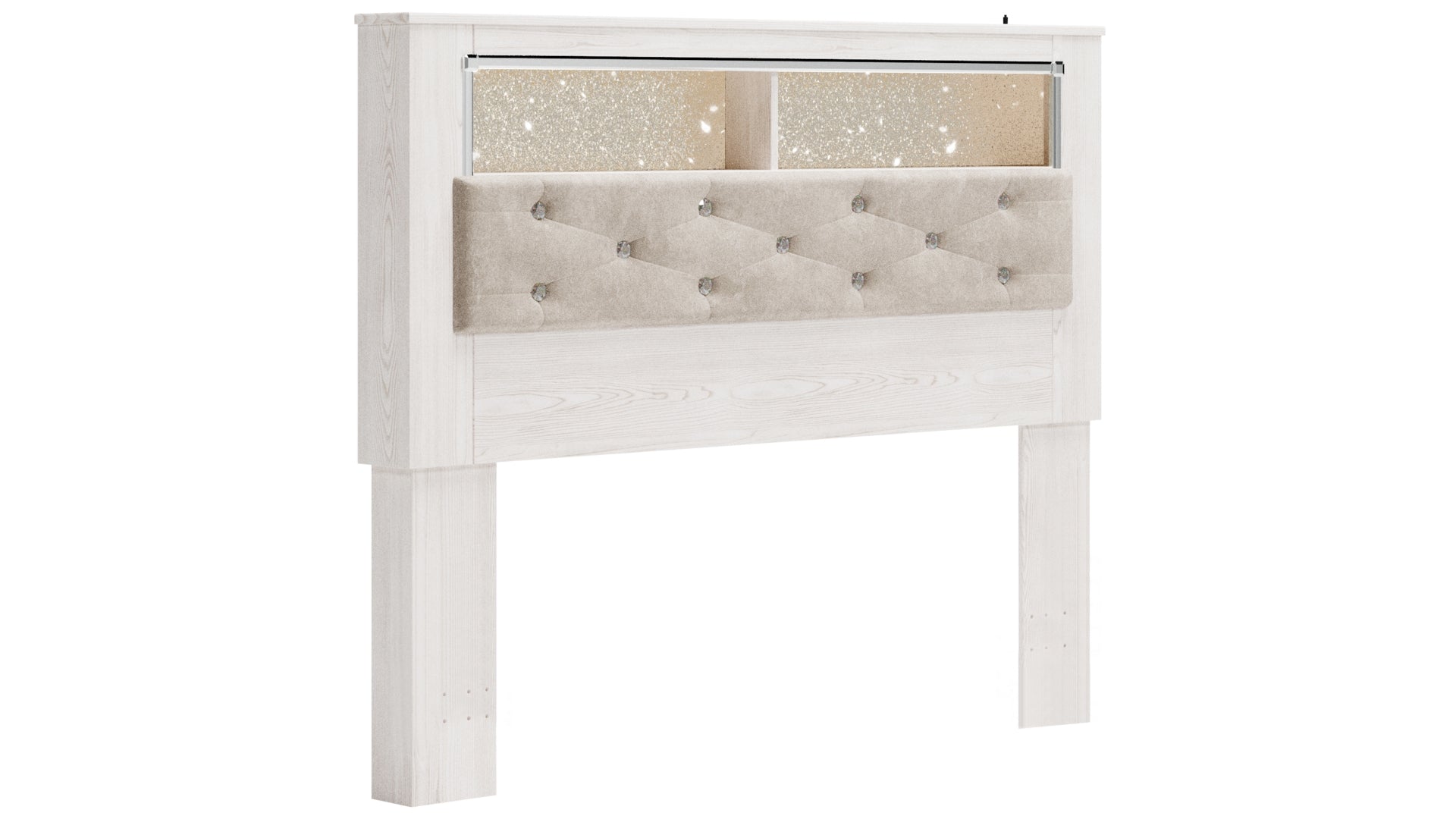Altyra Queen Bookcase Headboard Bed with Mirrored Dresser and Chest