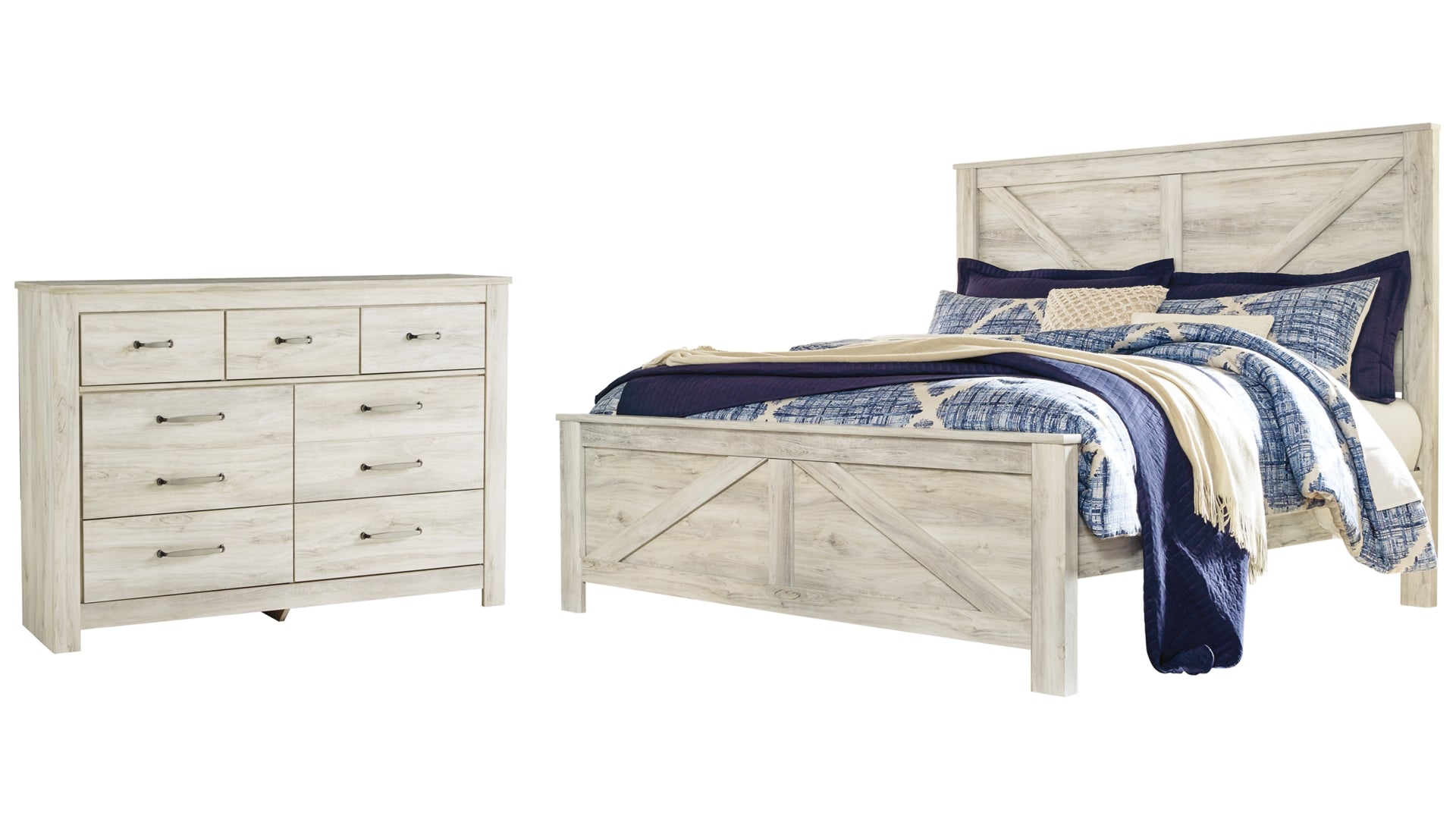 Bellaby King Crossbuck Panel Bed with Dresser