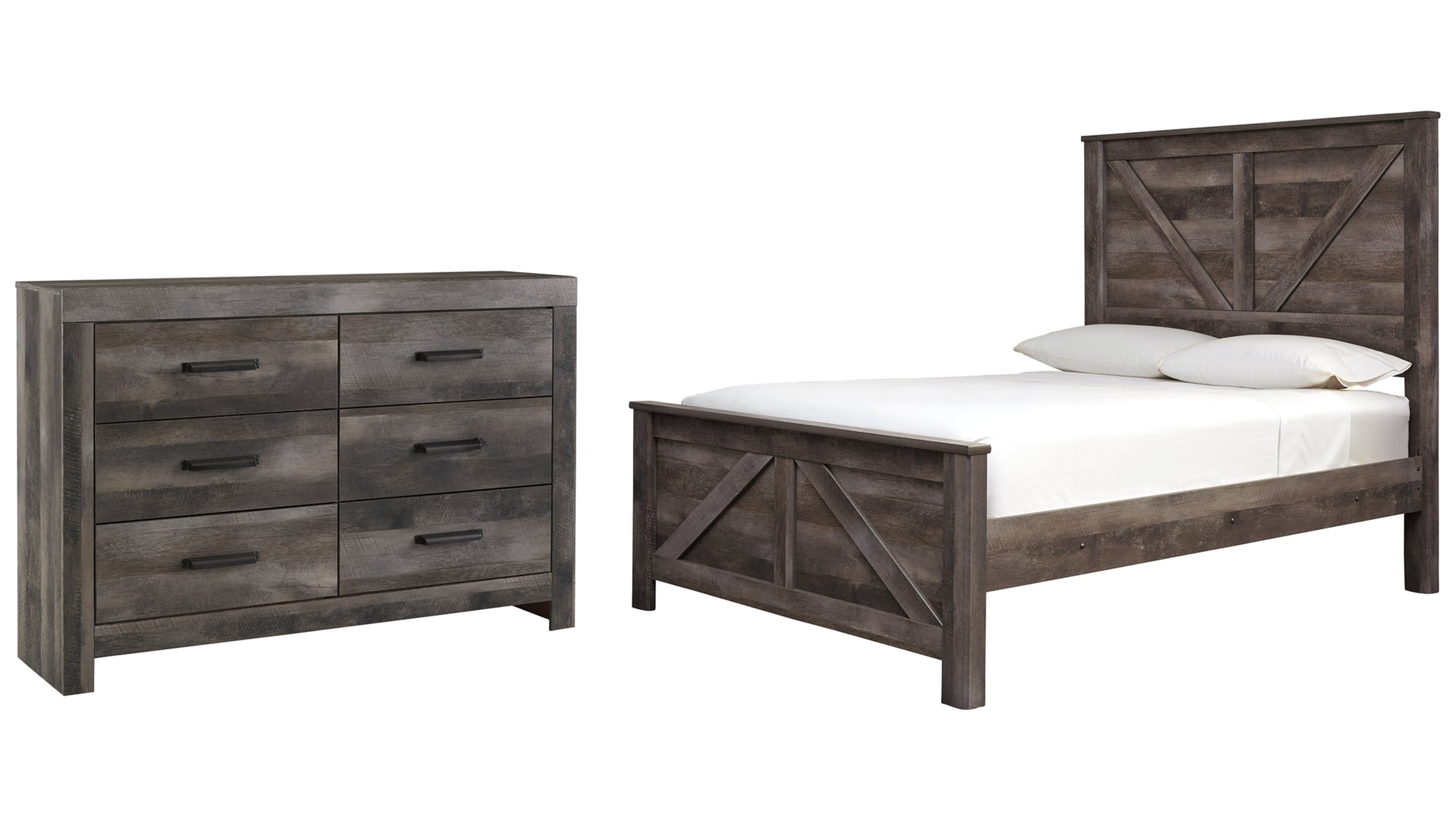 Wynnlow Queen Crossbuck Panel Bed with Dresser
