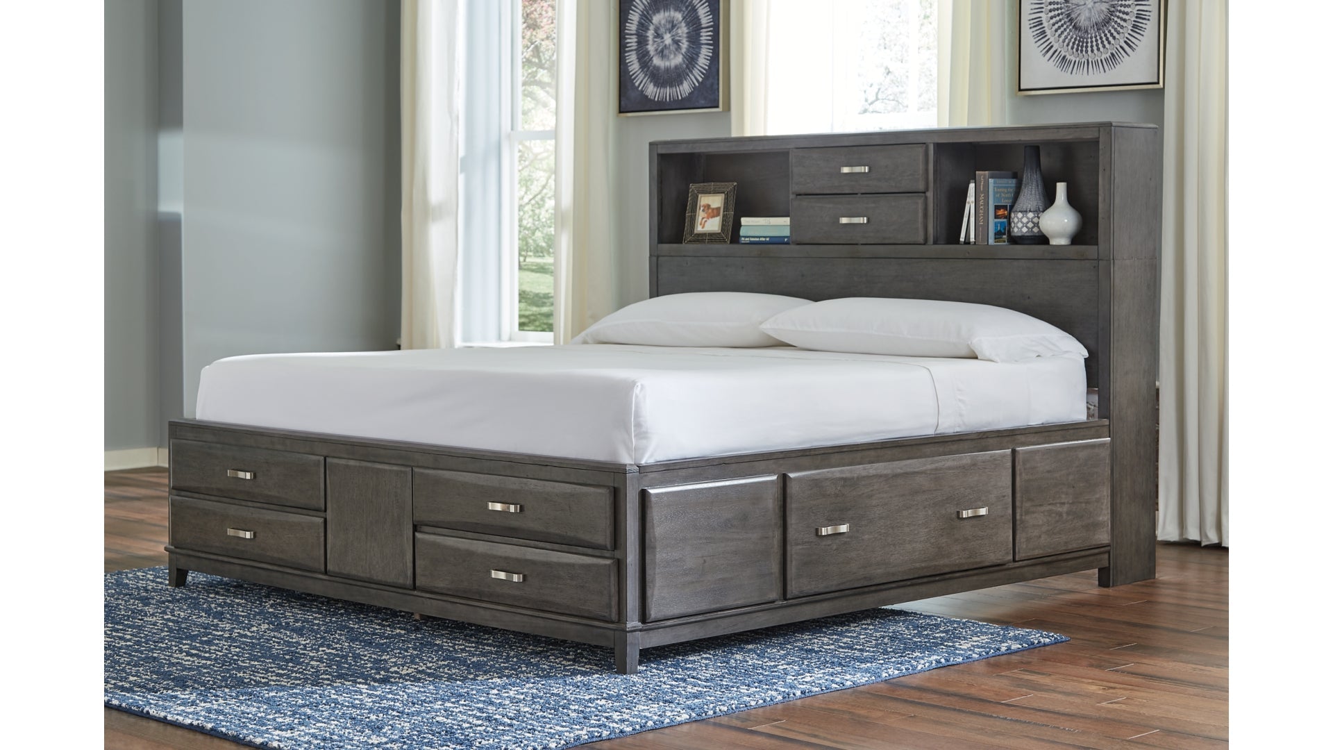 Caitbrook Queen Storage Bed with 8 Storage Drawers with Dresser