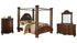 North Shore King Poster Bed with Canopy with Mirrored Dresser and Chest
