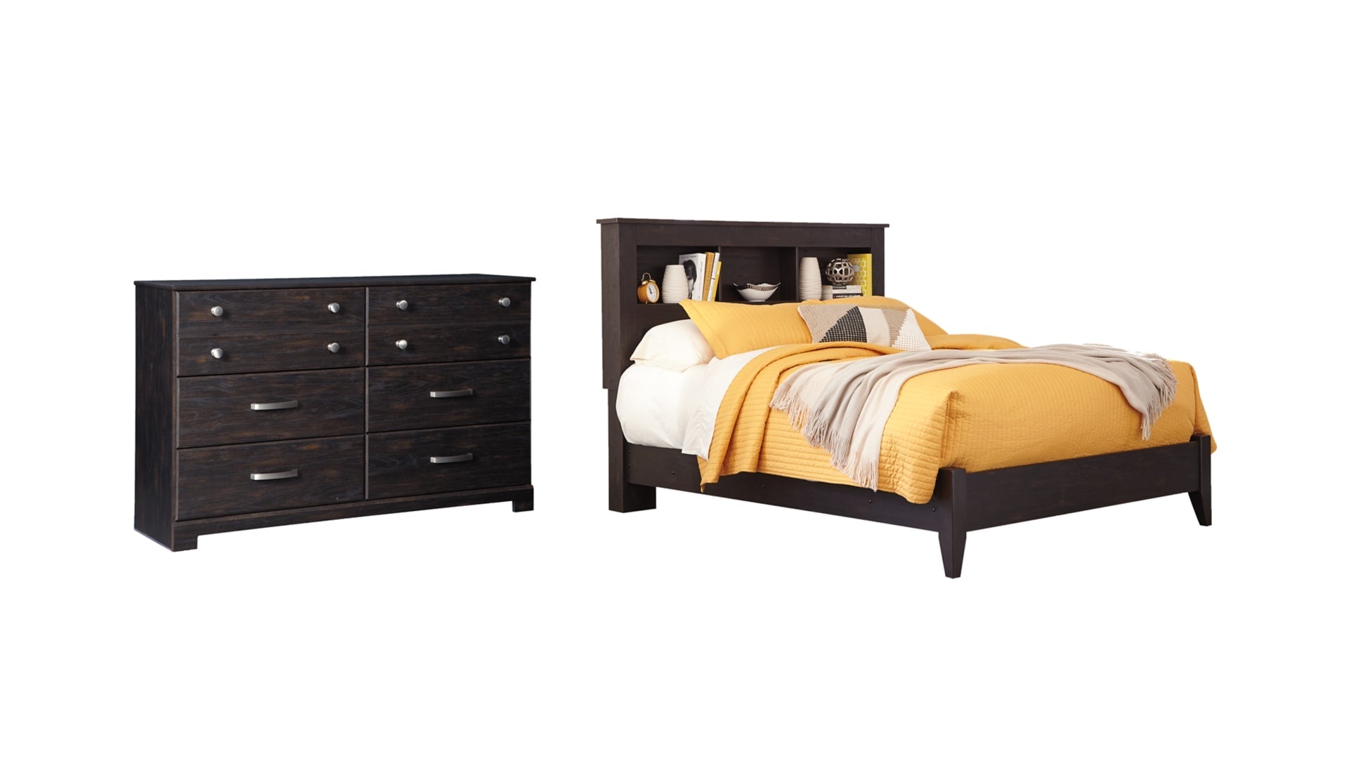Reylow Queen Bookcase Bed with Dresser