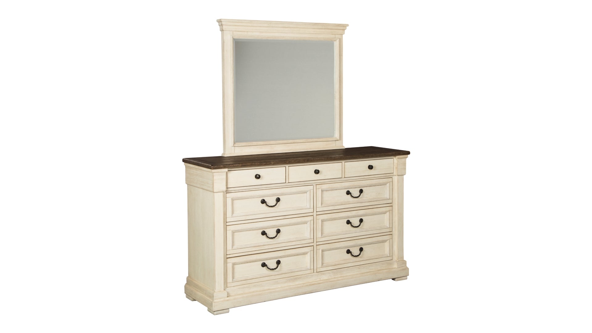 Bolanburg King Panel Bed with Mirrored Dresser, Chest and Nightstand