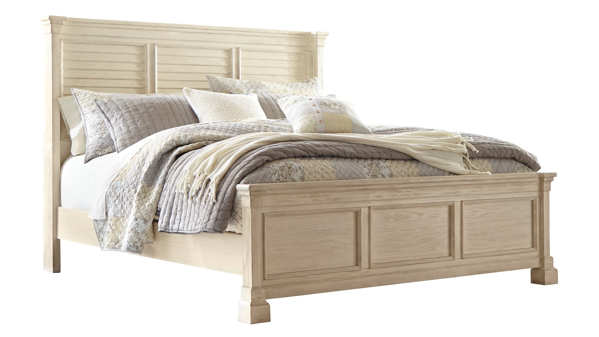 Bolanburg King Panel Bed with Mirrored Dresser, Chest and Nightstand