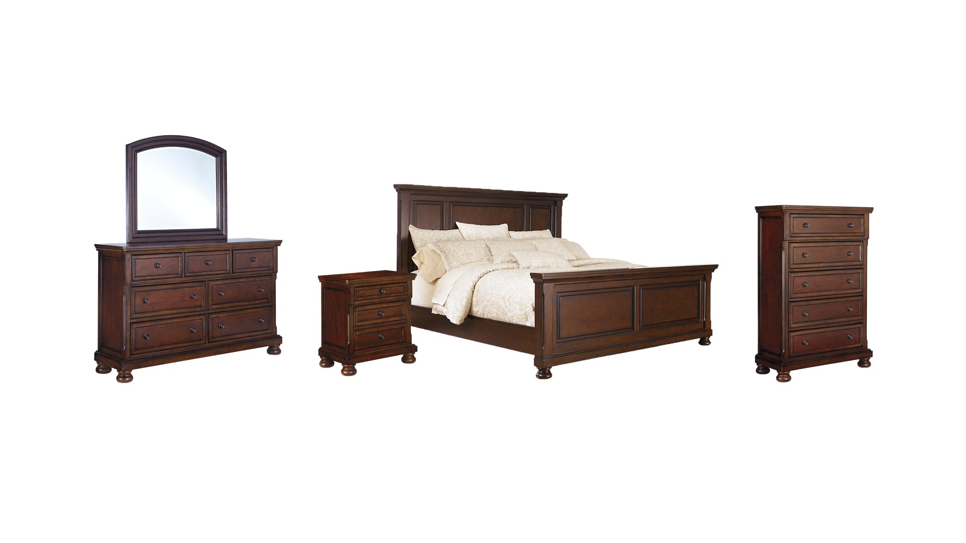 Porter Queen Panel Bed with Mirrored Dresser, Chest and Nightstand