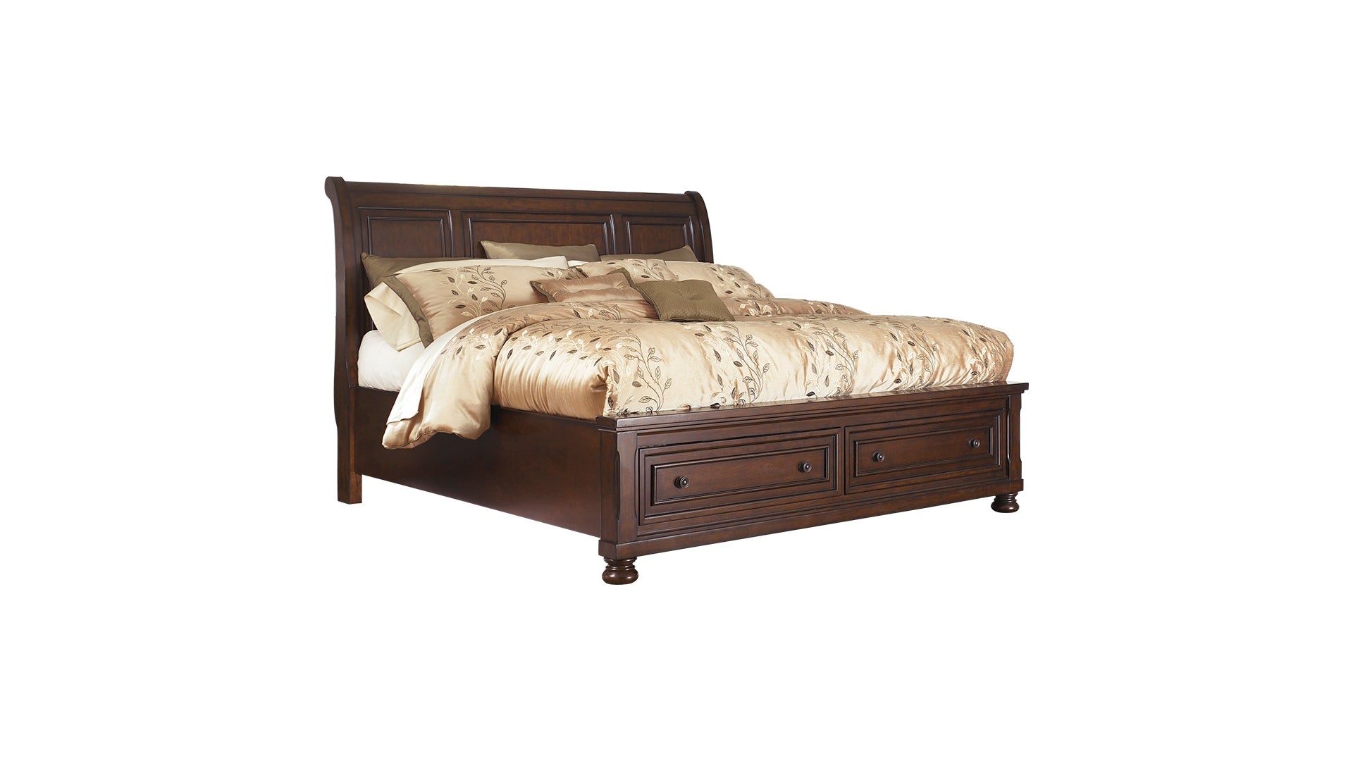 Porter Queen Sleigh Bed with Mirrored Dresser and Chest