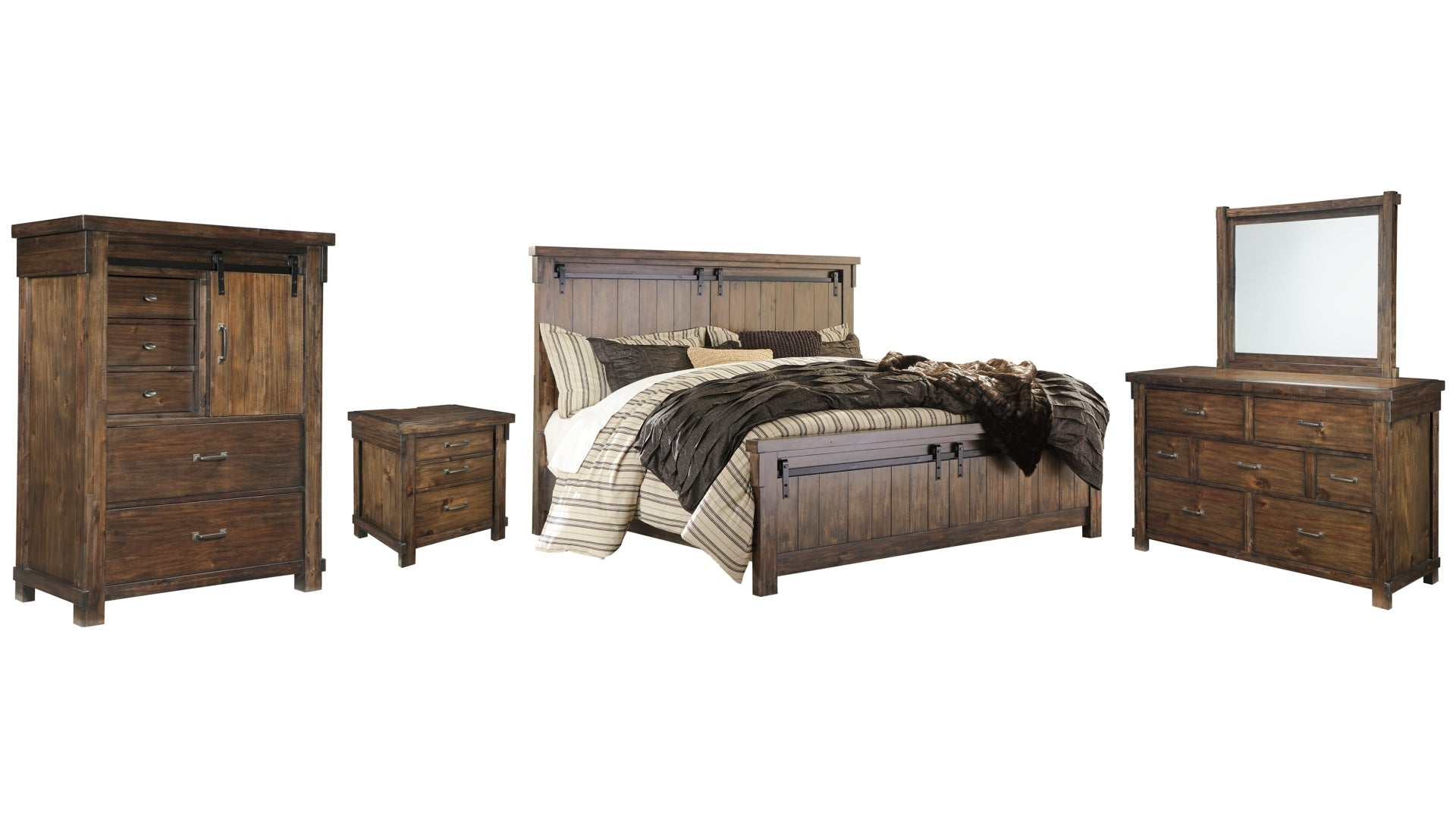 Lakeleigh Queen Panel Bed with Mirrored Dresser, Chest and Nightstand