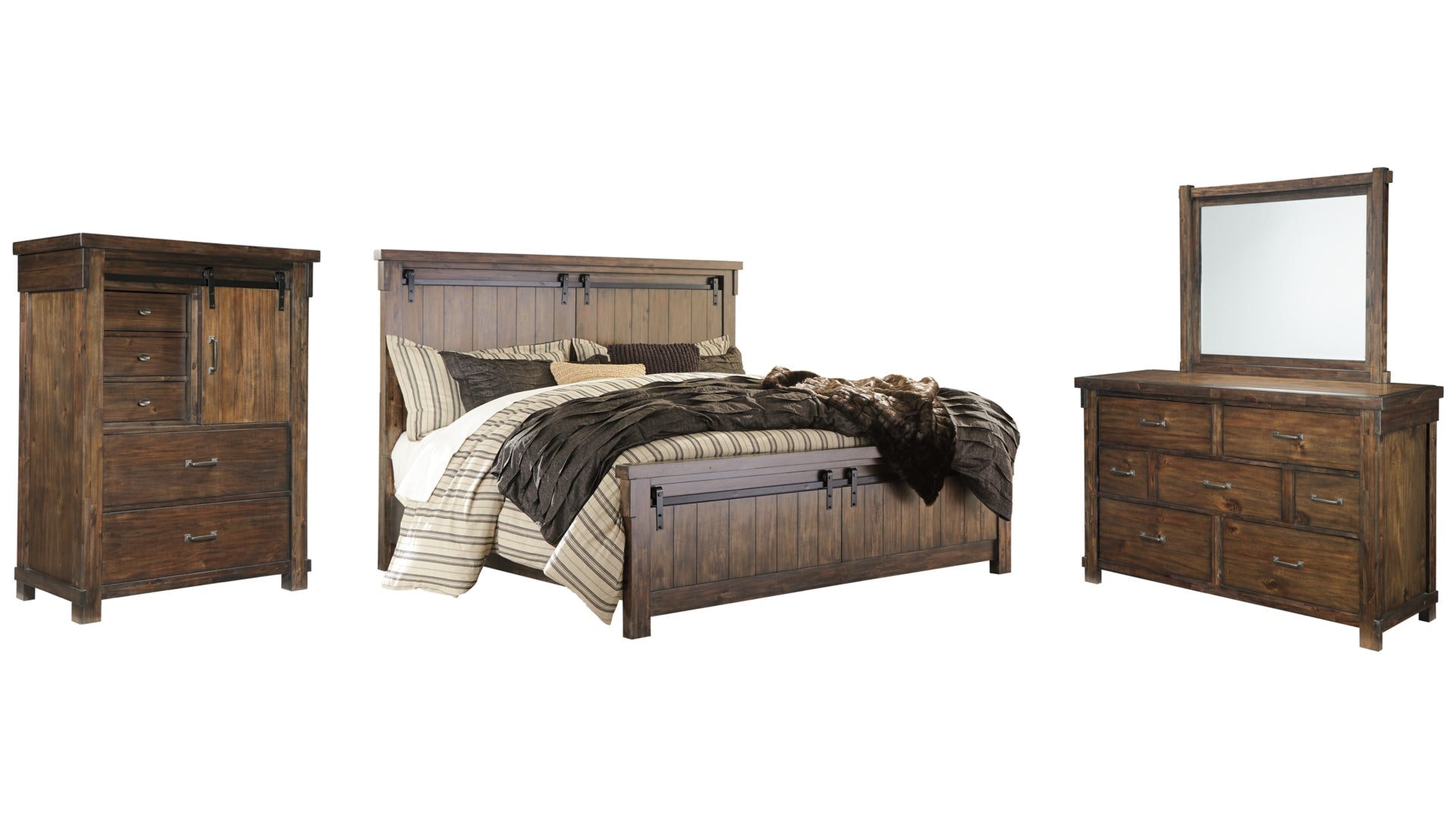 Lakeleigh Queen Panel Bed with Mirrored Dresser and Chest