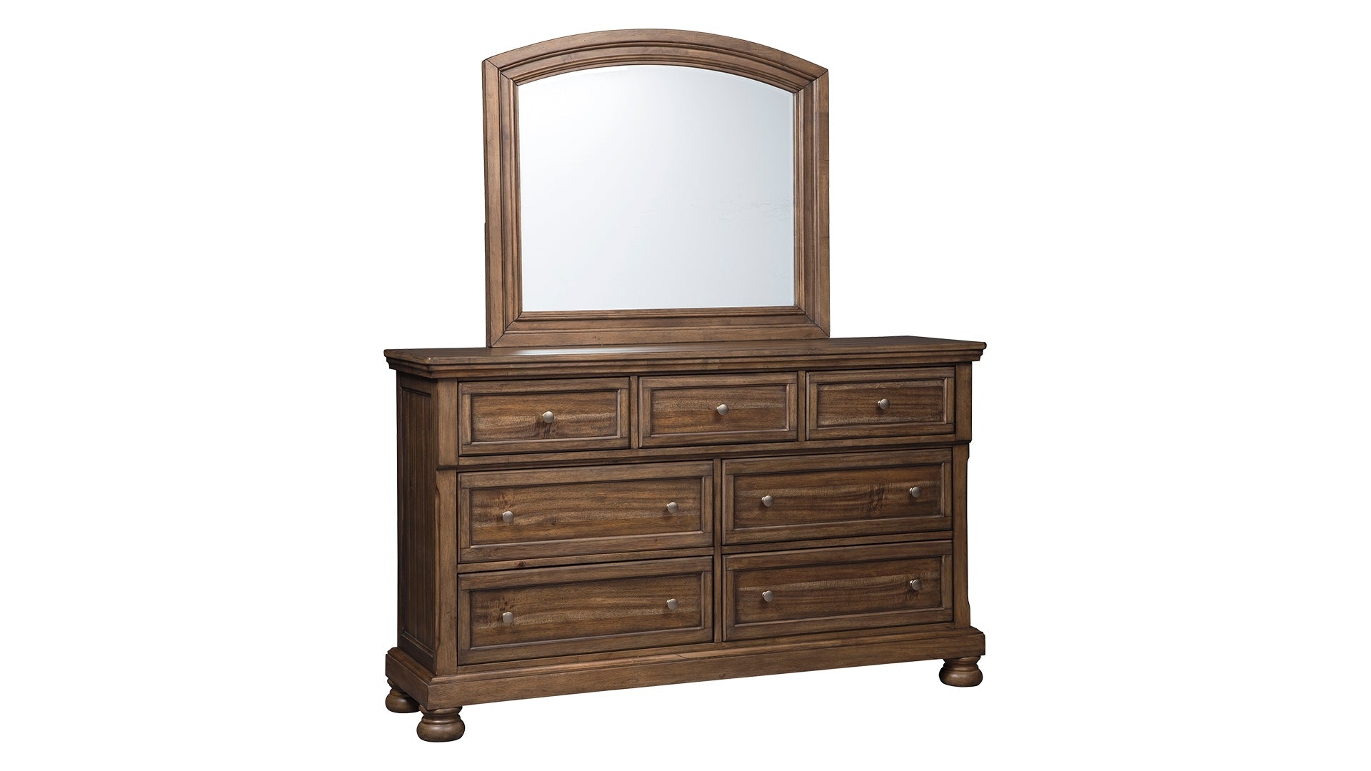 Flynnter California King Panel Bed with 2 Storage Drawers with Mirrored Dresser, Chest and Nightstand