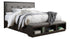 Hyndell Queen Upholstered Panel Bed with Storage with Mirrored Dresser and Chest