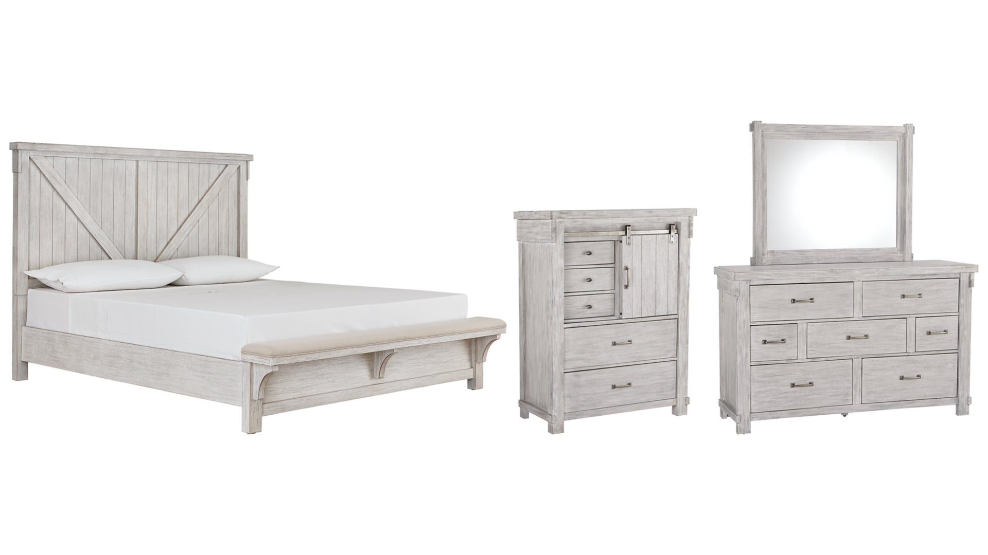 Brashland King Panel Bed with Mirrored Dresser and Chest