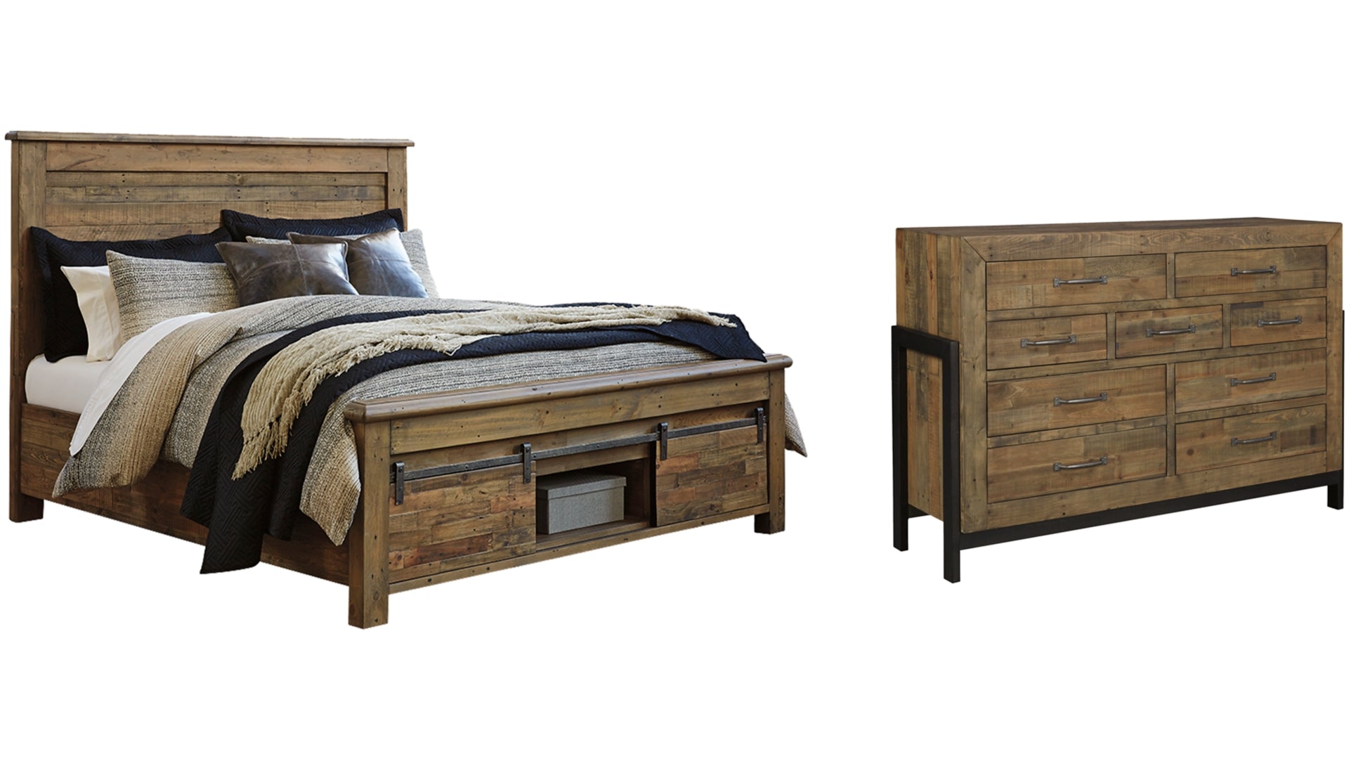 Sommerford Queen Panel Bed with Storage with Dresser