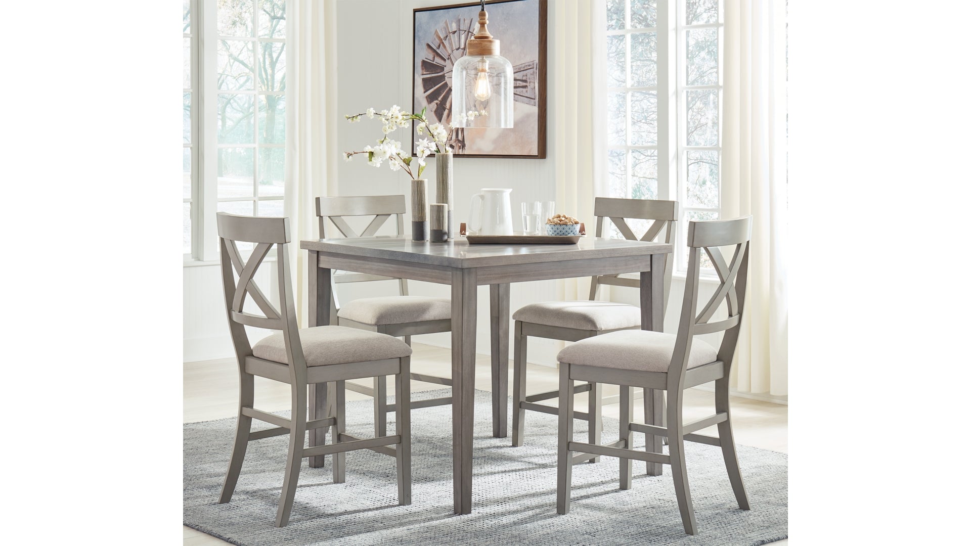 Parellen Counter Height Dining Table and 4 Barstools