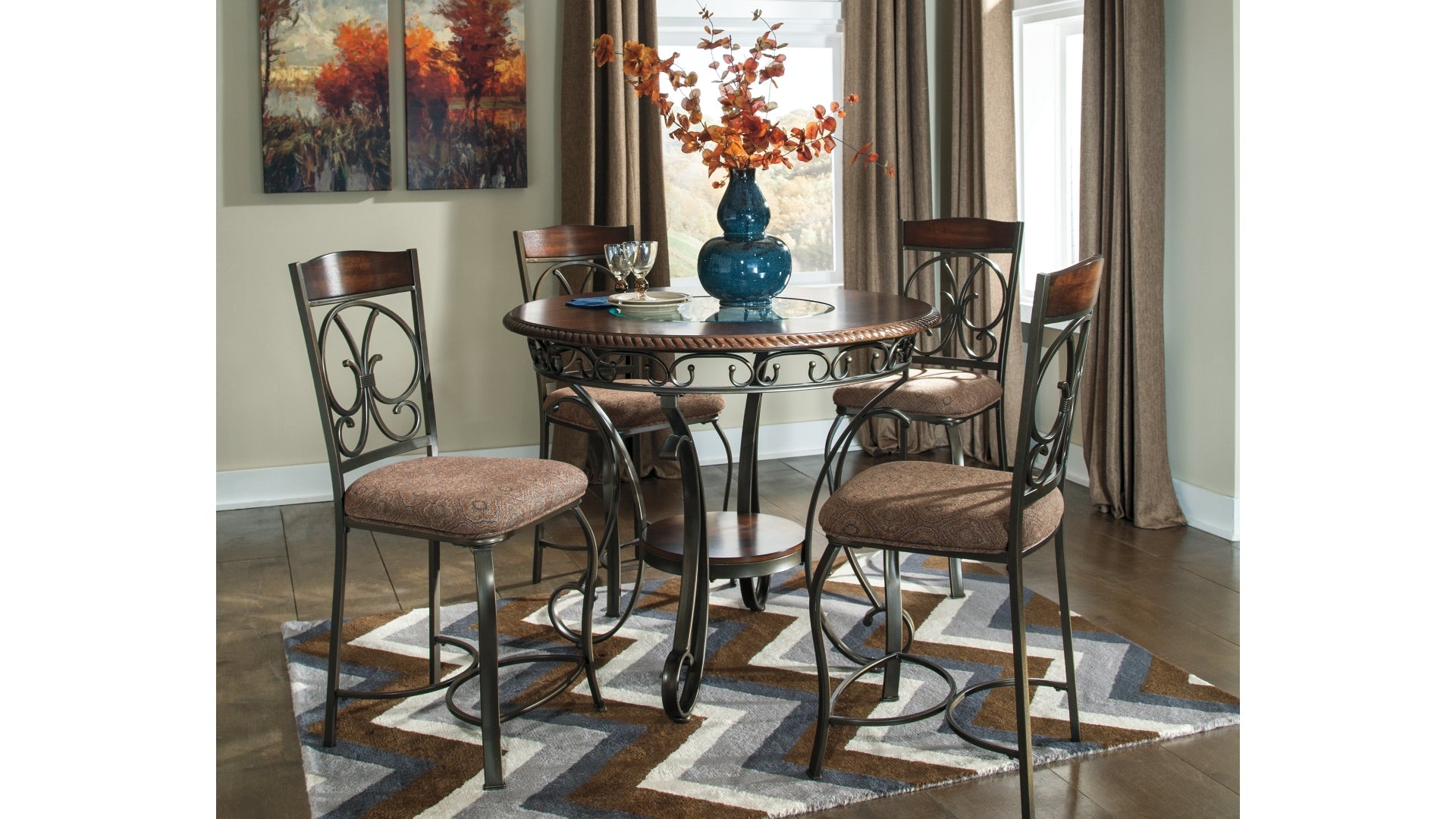 Glambrey Counter Height Dining Table and 4 Barstools